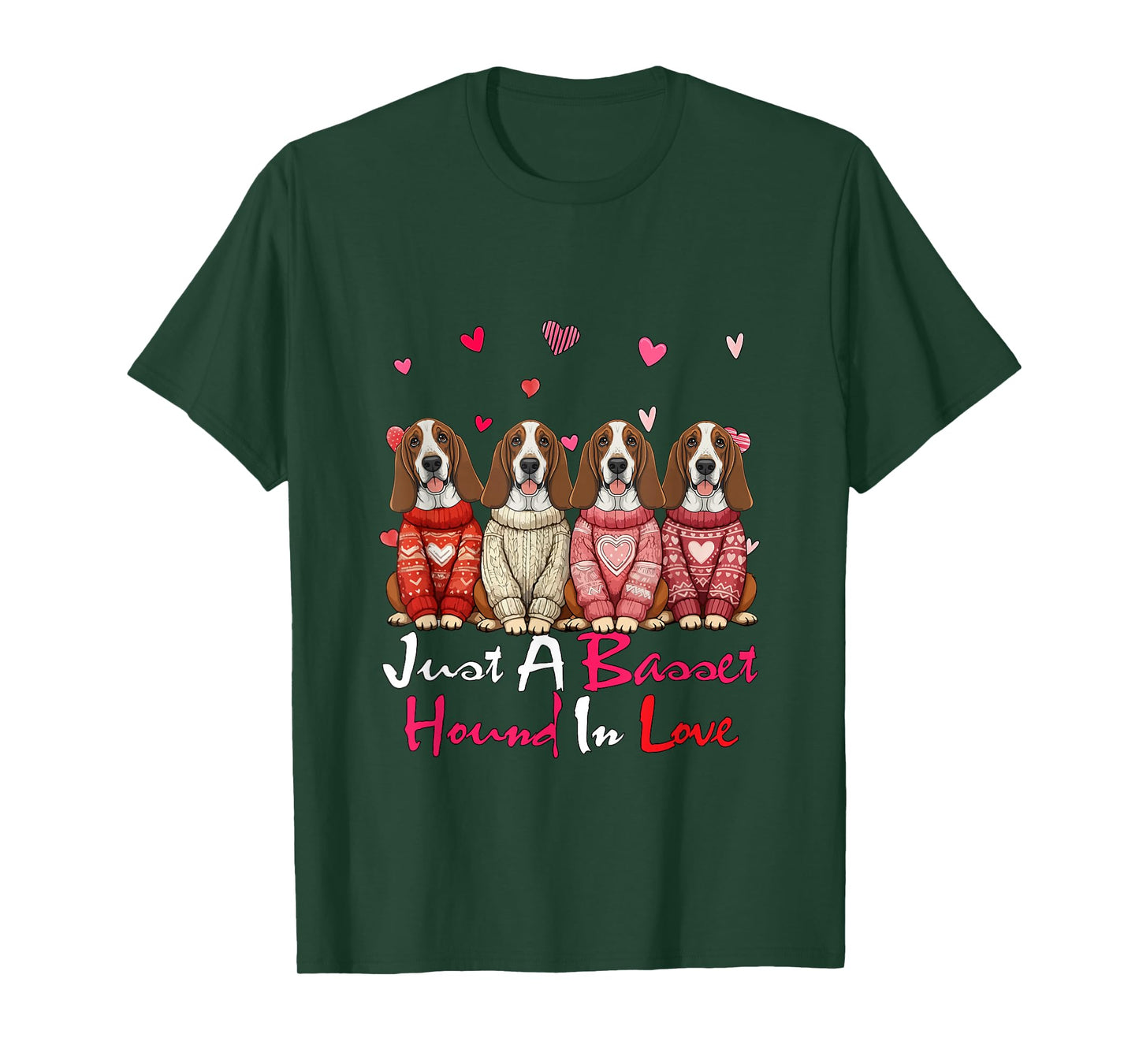 Just A Basset Hound in Love Valentine Group Dogs Owner Kids T-Shirt