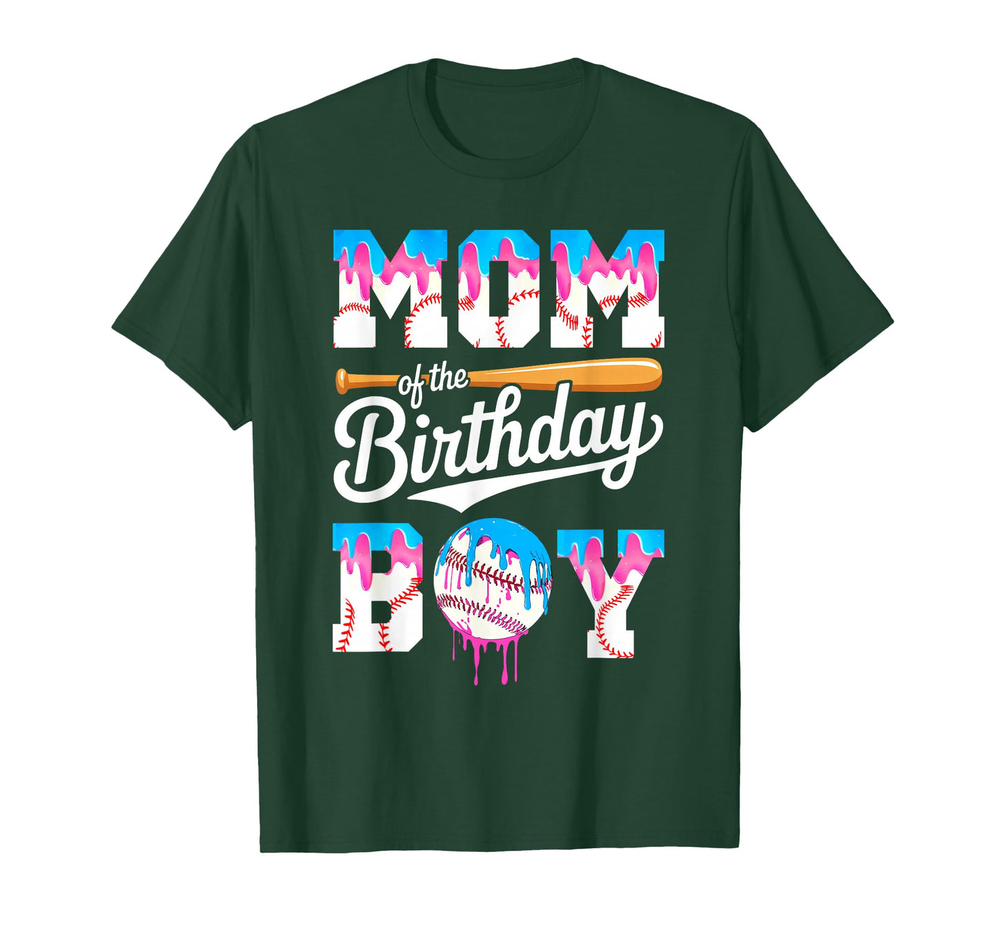 Mom Of The Birthday Boy Baseball Drip Family Matching T-Shirt