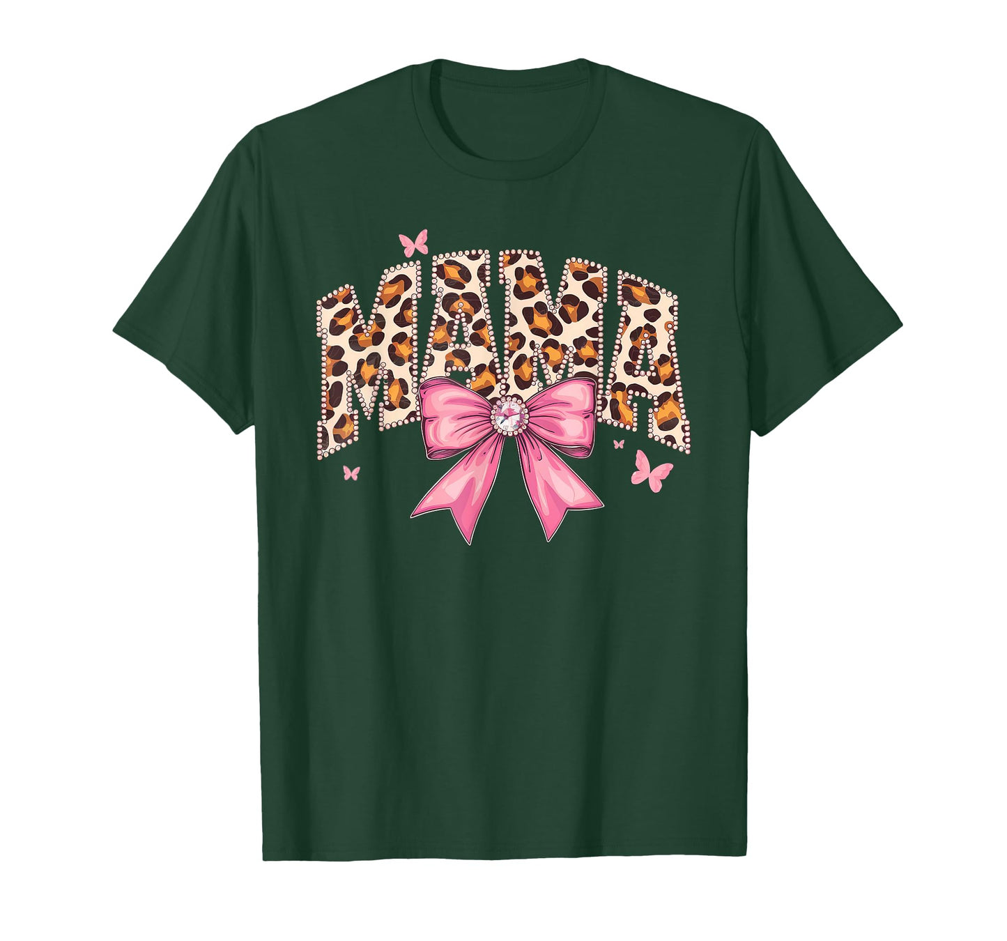 Cute Mama Bow Leopard Floral Family Cool Matching Tees T-Shirt