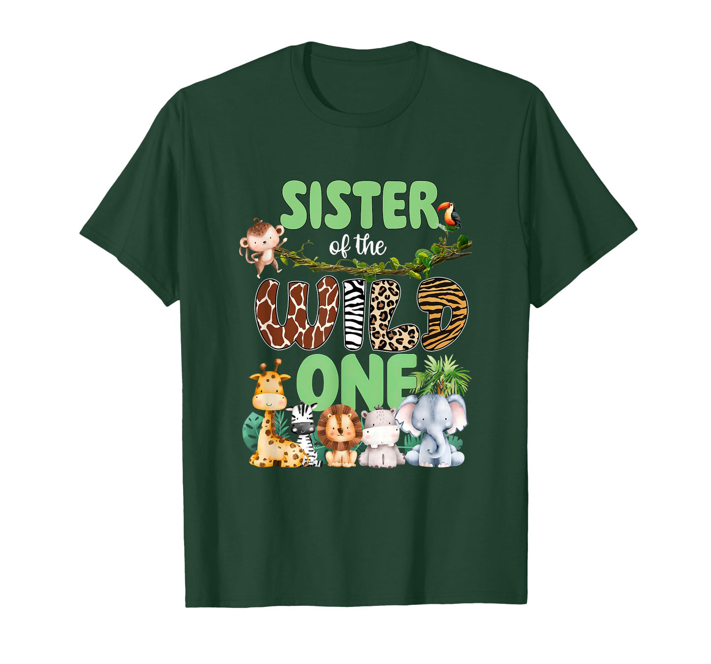 Sister of The Wild One 1st Birthday Boy Kids Safari Jungle T-Shirt