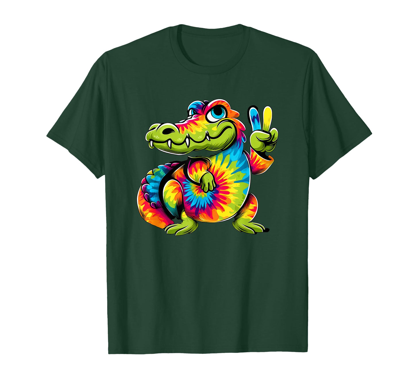 Peace Sign Tie Dye Crocodile T-Shirt