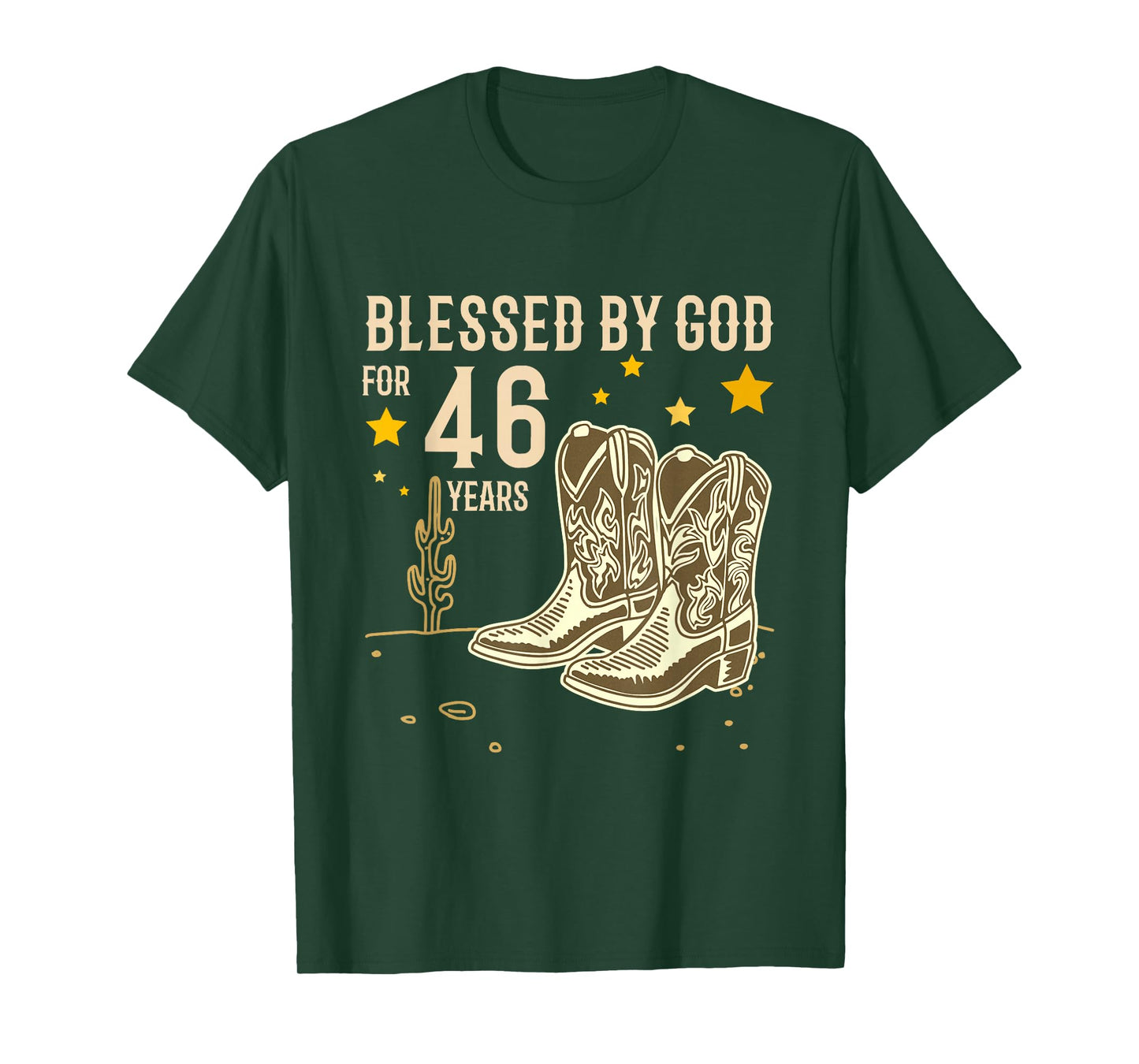 Vintage Blessed by God for 46 Years Cowboy 46th Birthday Men T-Shirt
