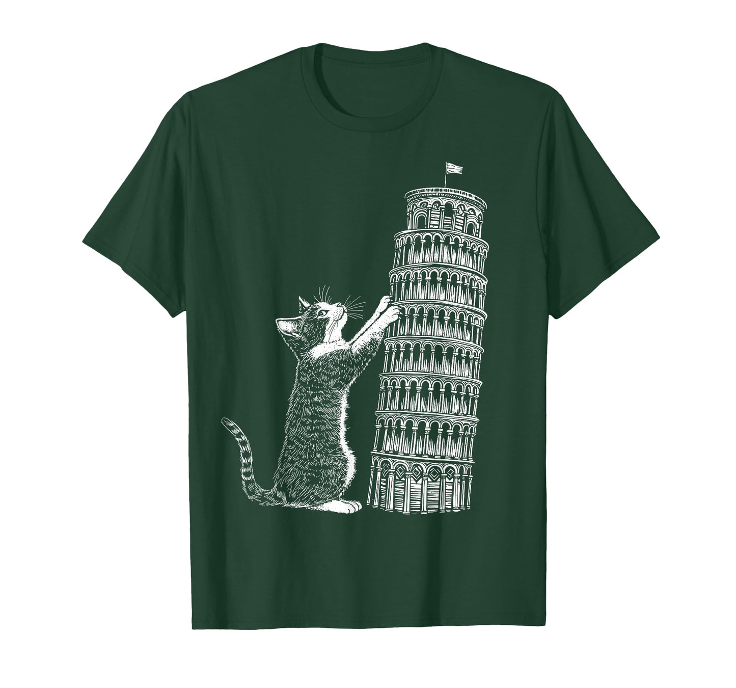 Cat Scratching the Leaning Tower of Pisa – Italy Funny Cat T-Shirt