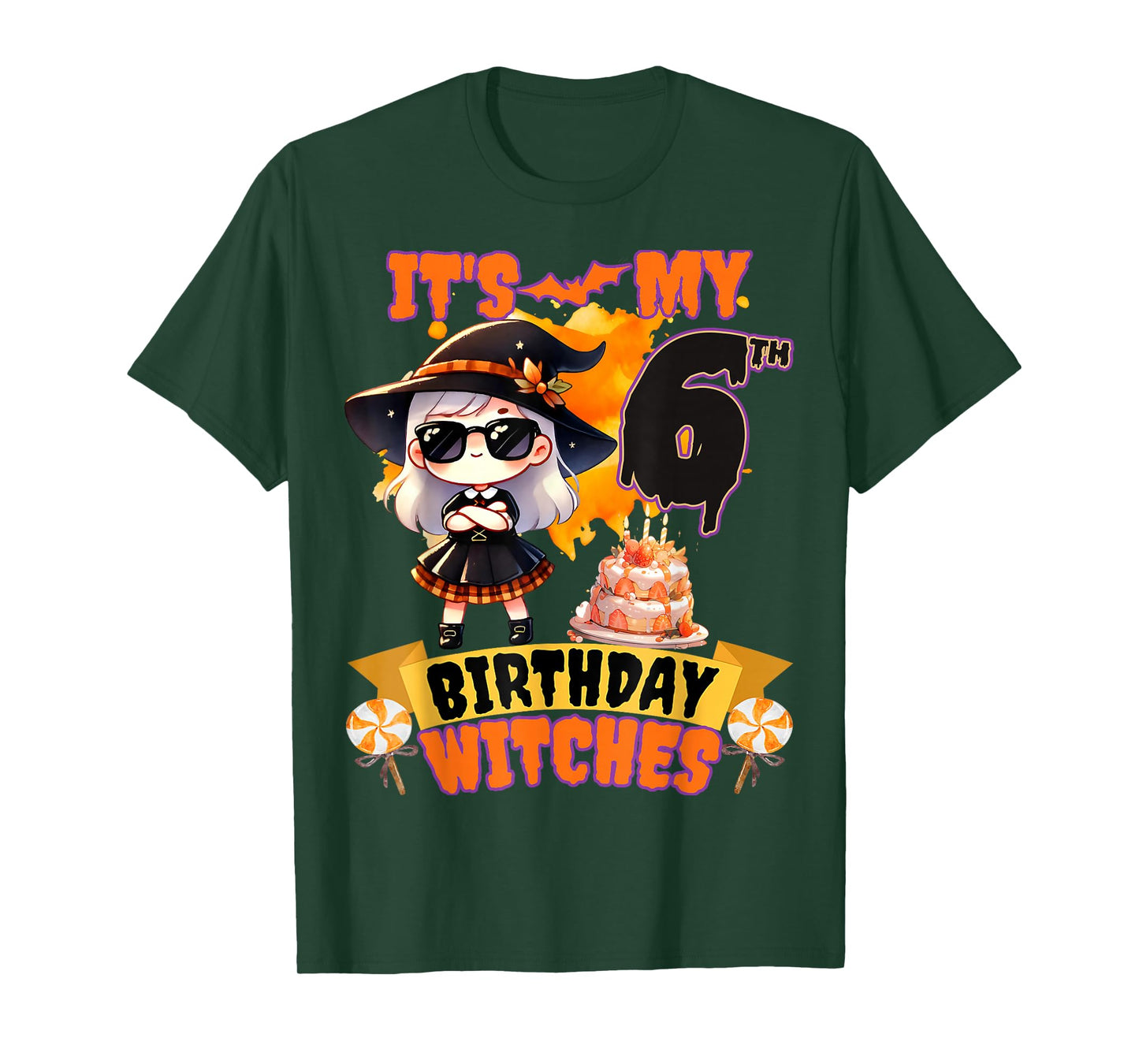 Kids 6th Birthday Cute Witch 6 Years Old Bday Party Girls T-Shirt