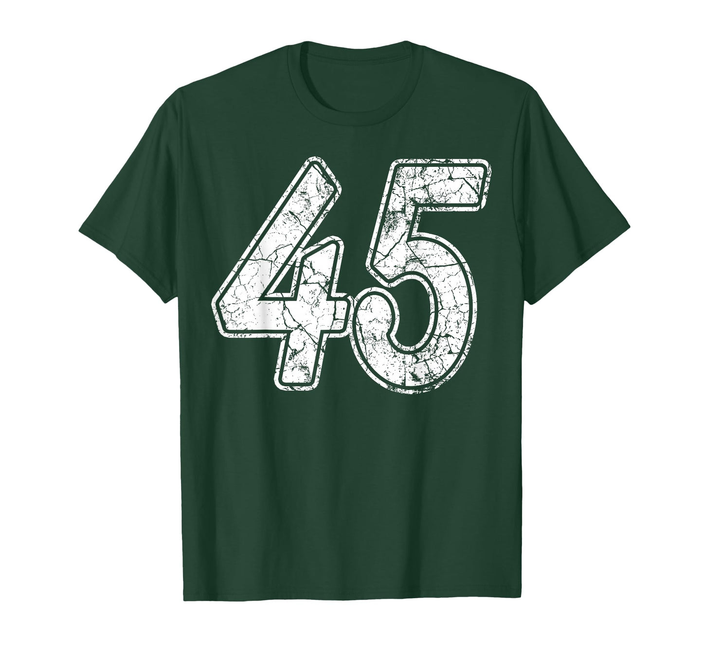 Distressed White Script Number 45 Jersey Player Uniform #45 T-Shirt