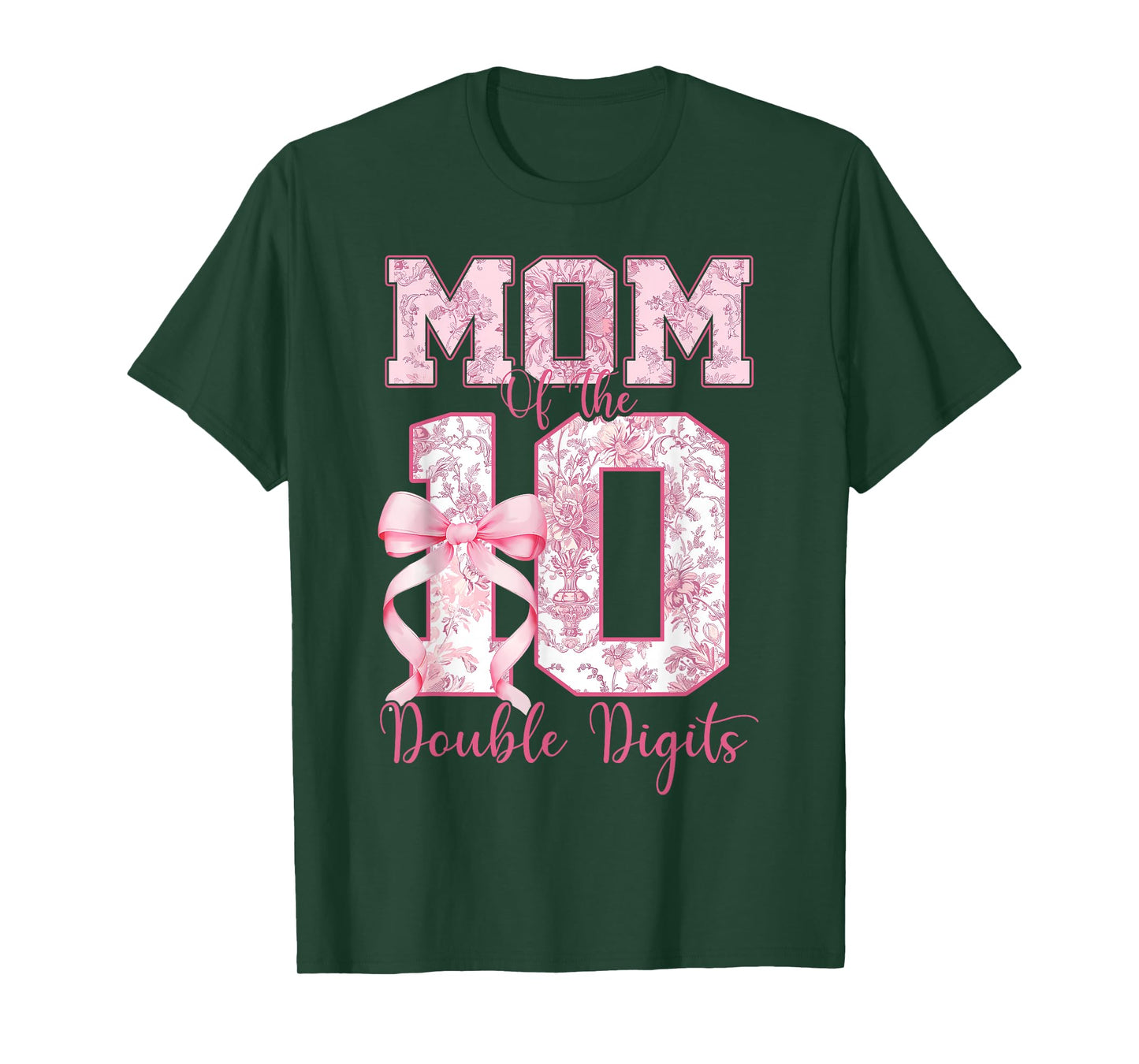 Mom of The 10th Birthday Girl Pink Coquette Bow 10 Years Old T-Shirt