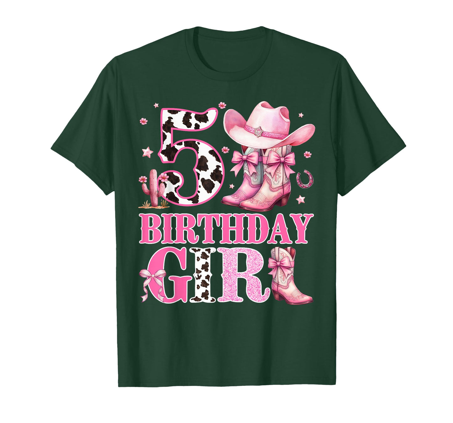 Kids 5th Birthday Girl Rodeo Western Cowgirl Birthday Party T-Shirt