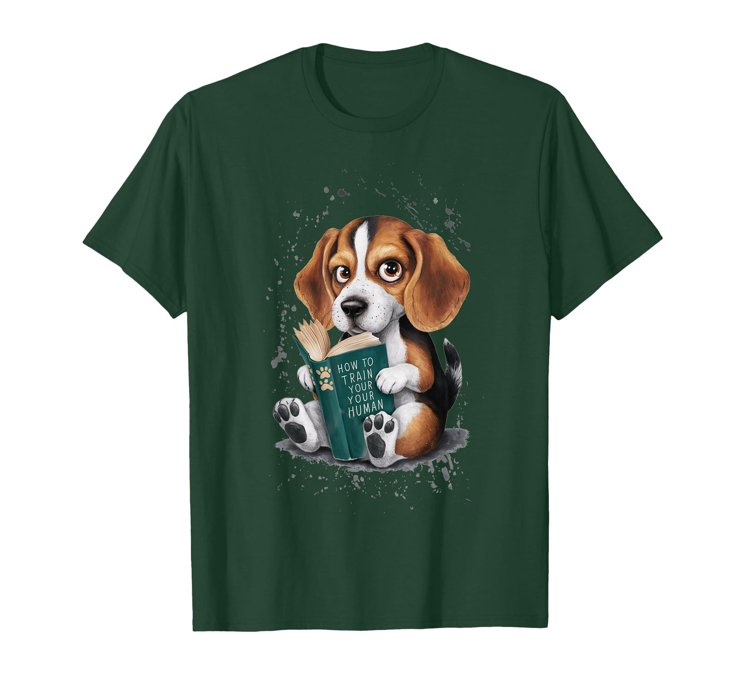 Funny Beagle Puppy Reading "How to Train Your Human" Design T-Shirt