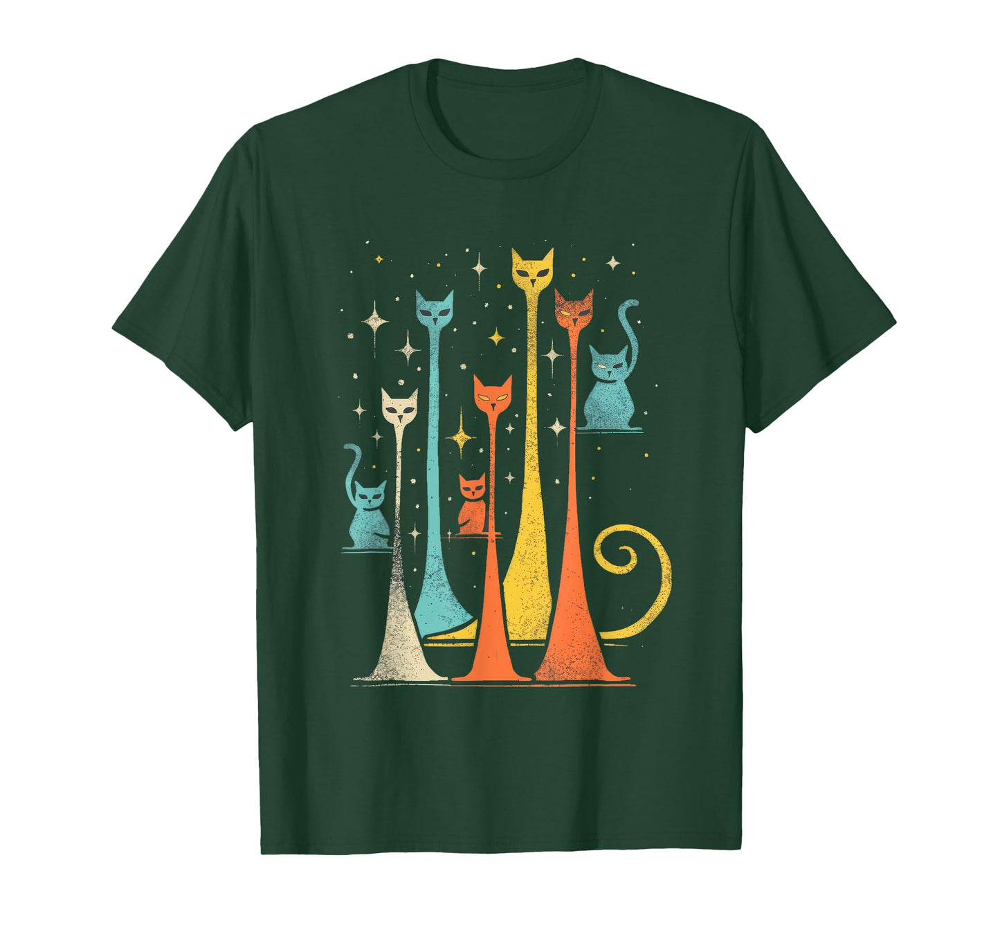 Cute Cat Gang Vintage Shirt 50s Retro Space Cat Print T-Shirt