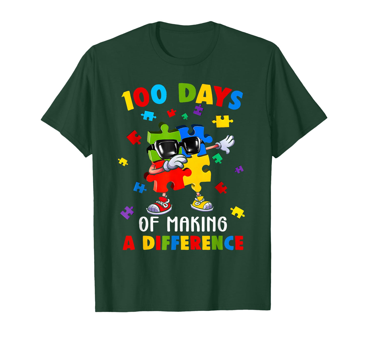 100 Days of Difference Autism Awareness 100th Day of School T-Shirt
