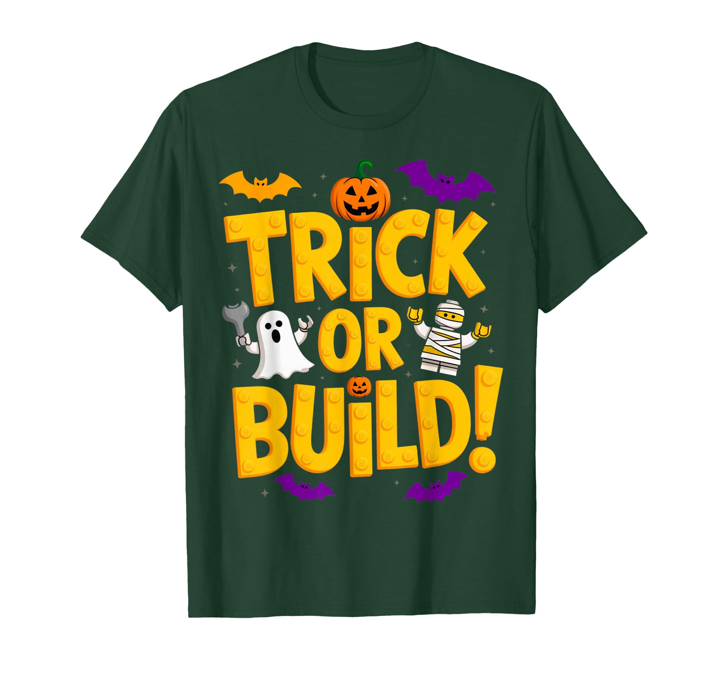 Halloween Costume Master Builder Bricks Blocks Building Kids T-Shirt