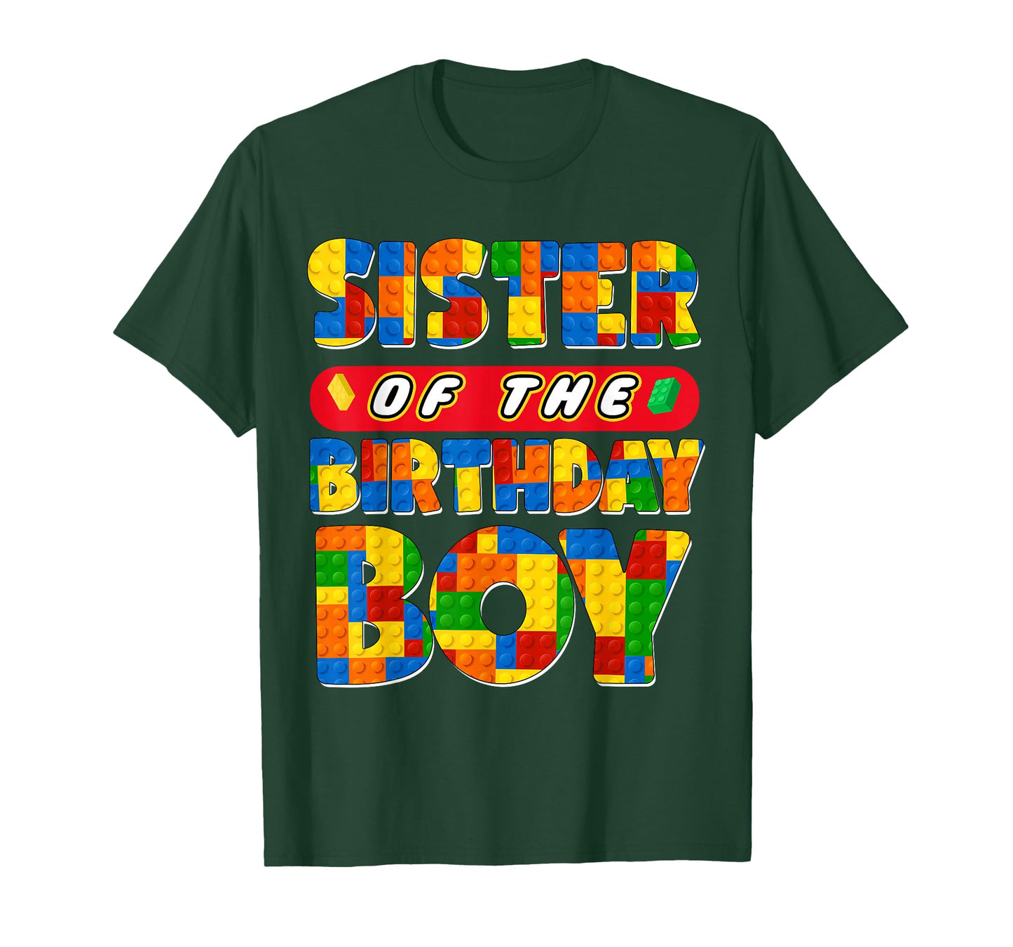 Sister Birthday Boy Building Bricks Family Party Decoration T-Shirt