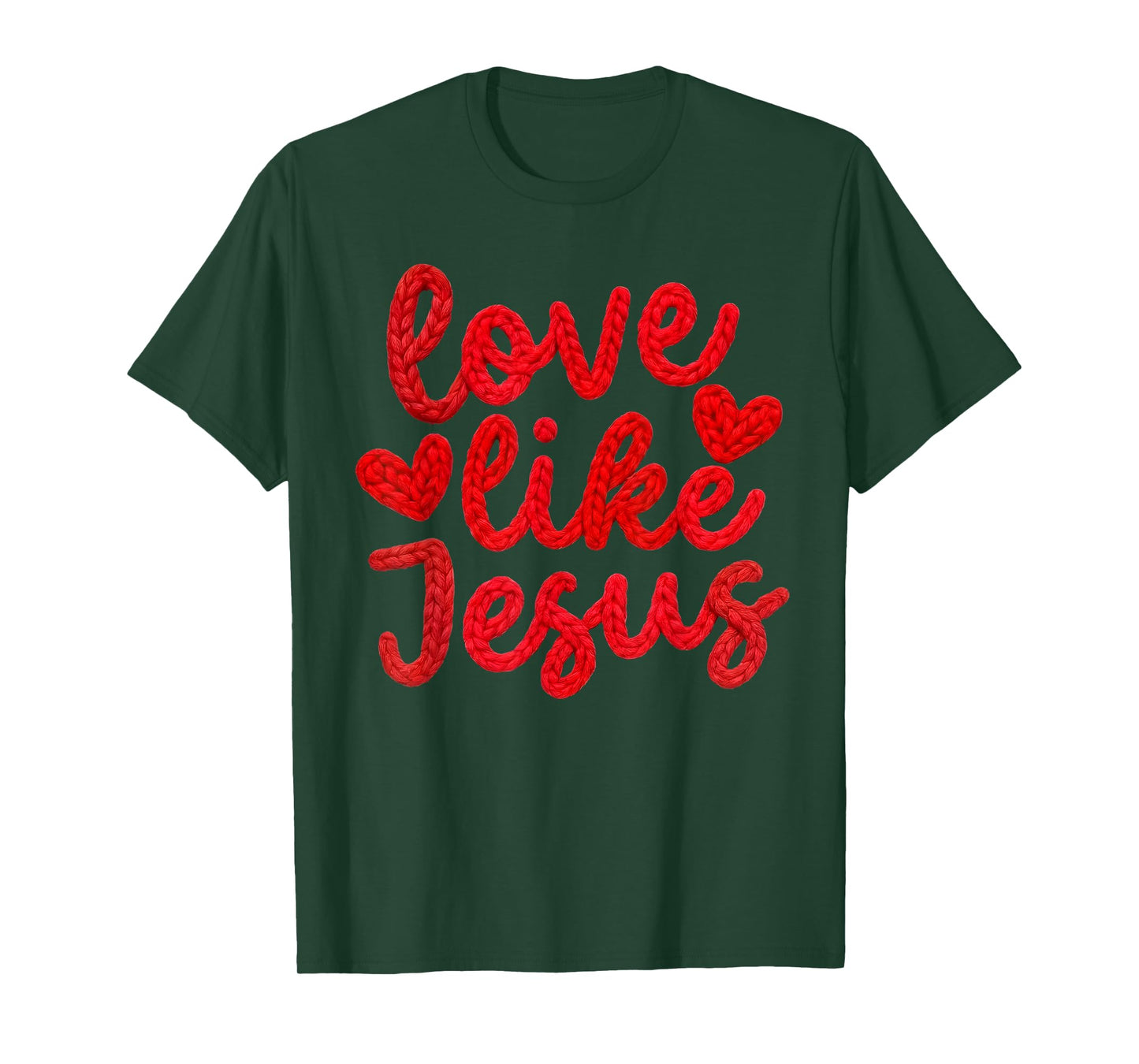 Love Like Jesus Knitted Heart Yarn Style Graphic Design T-Shirt
