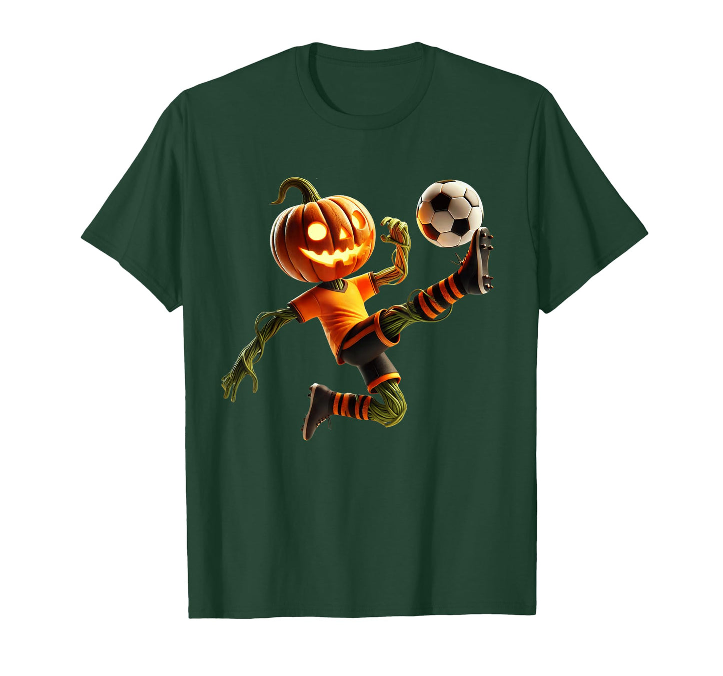 Pumpkin Face Soccer Halloween Costume Men Boys Kids Cute T-Shirt