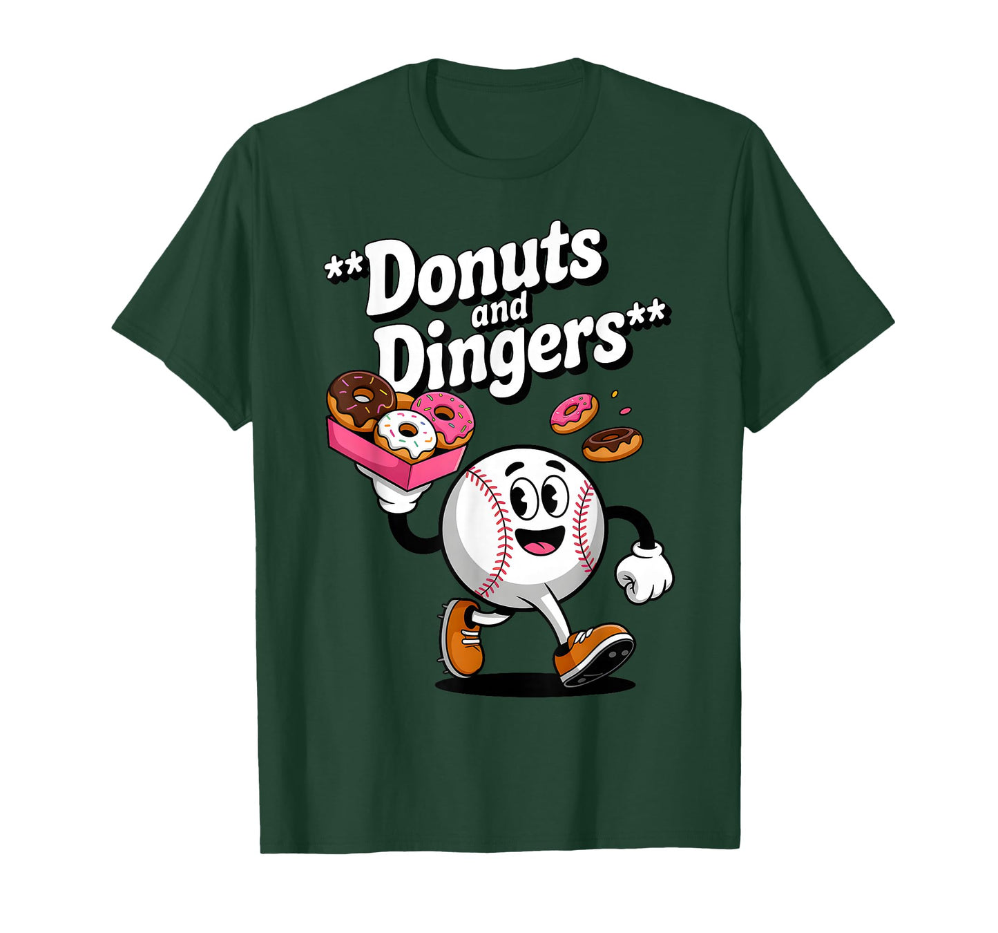 Donuts And Dingers Baseball Fan Humor Donut T-Shirt