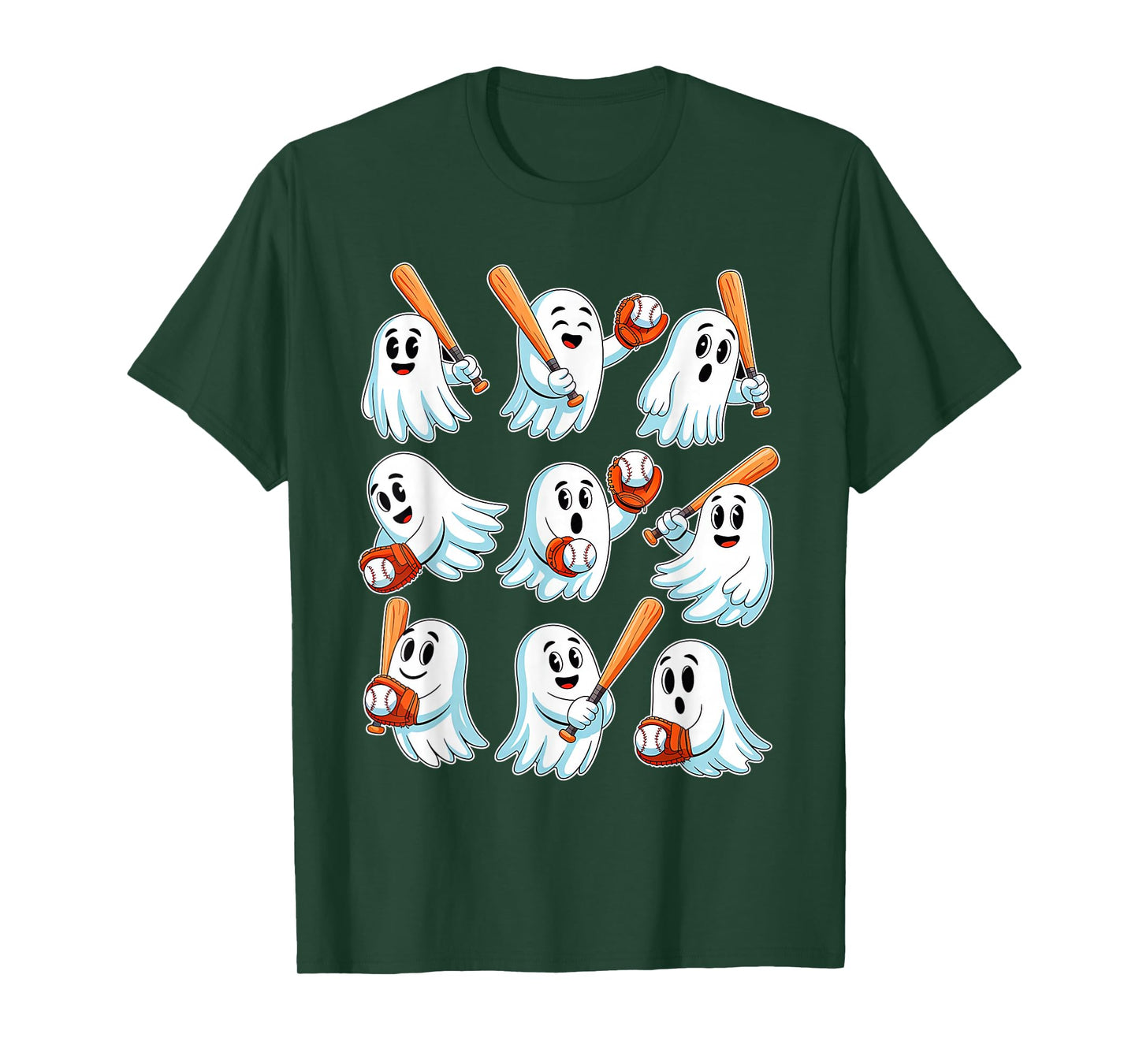 Boo Ghost Halloween Baseball Happy Halloween Baseball Lover T-Shirt