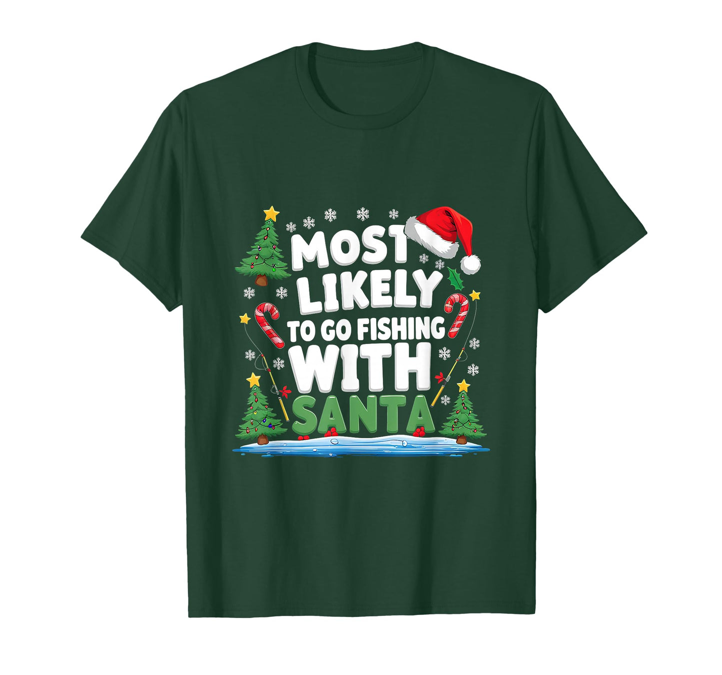 Merry Fishmas Funny Fish Santa Bigfoot Christmas Fishing T-Shirt