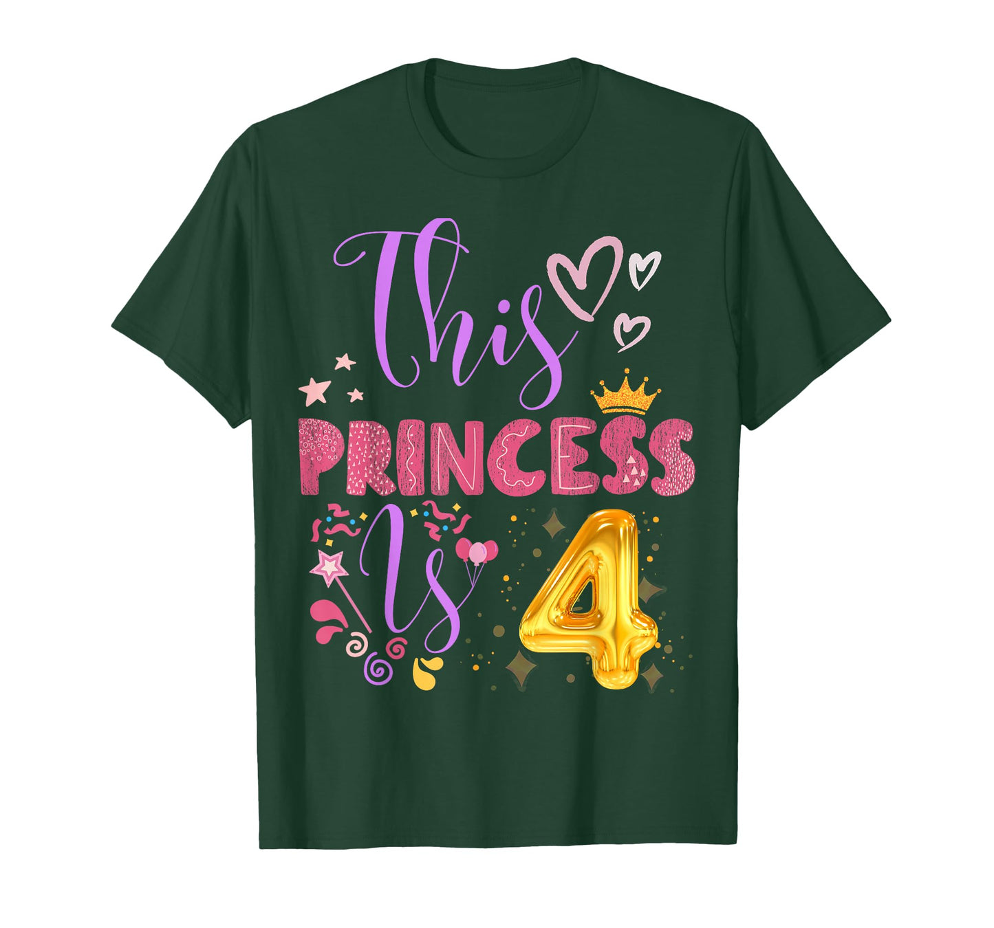 Birthday Girl This Princess Is 4 Year Old Girl B-Day T-Shirt