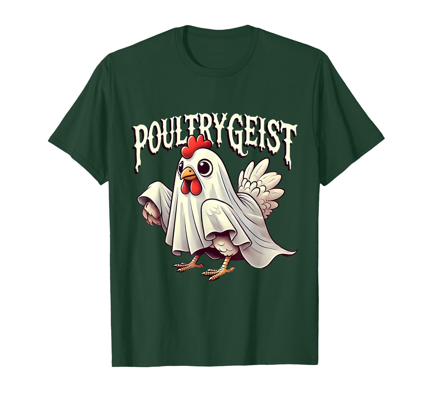 Chicken Ghost Poultrygeist Funny Halloween Farmer T-Shirt