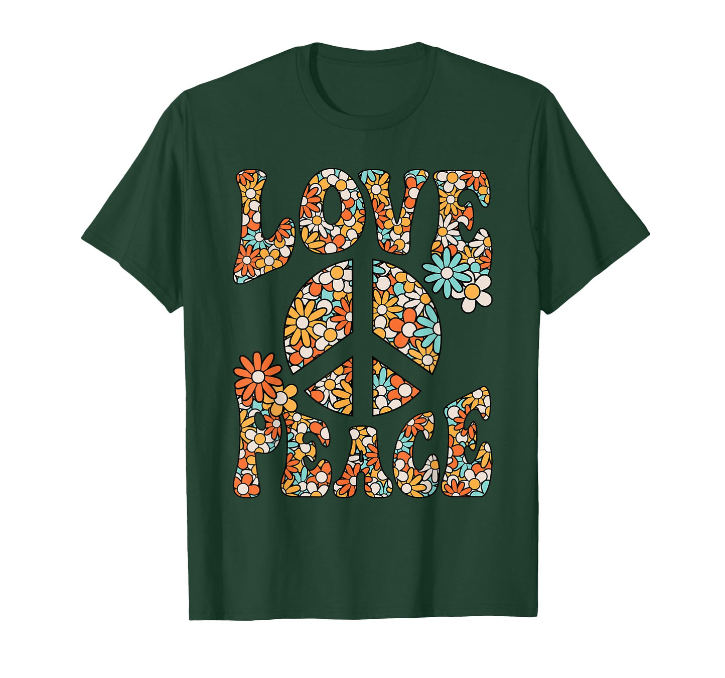 Love Peace Sign Hippie Flower Groovy 60s 70s Party Outfit T-Shirt