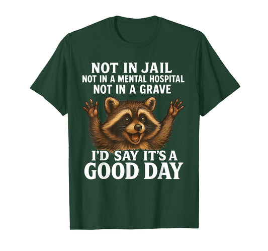 Raccoon Not in Jail Not in A Mental Hospital Funny Saying T-Shirt