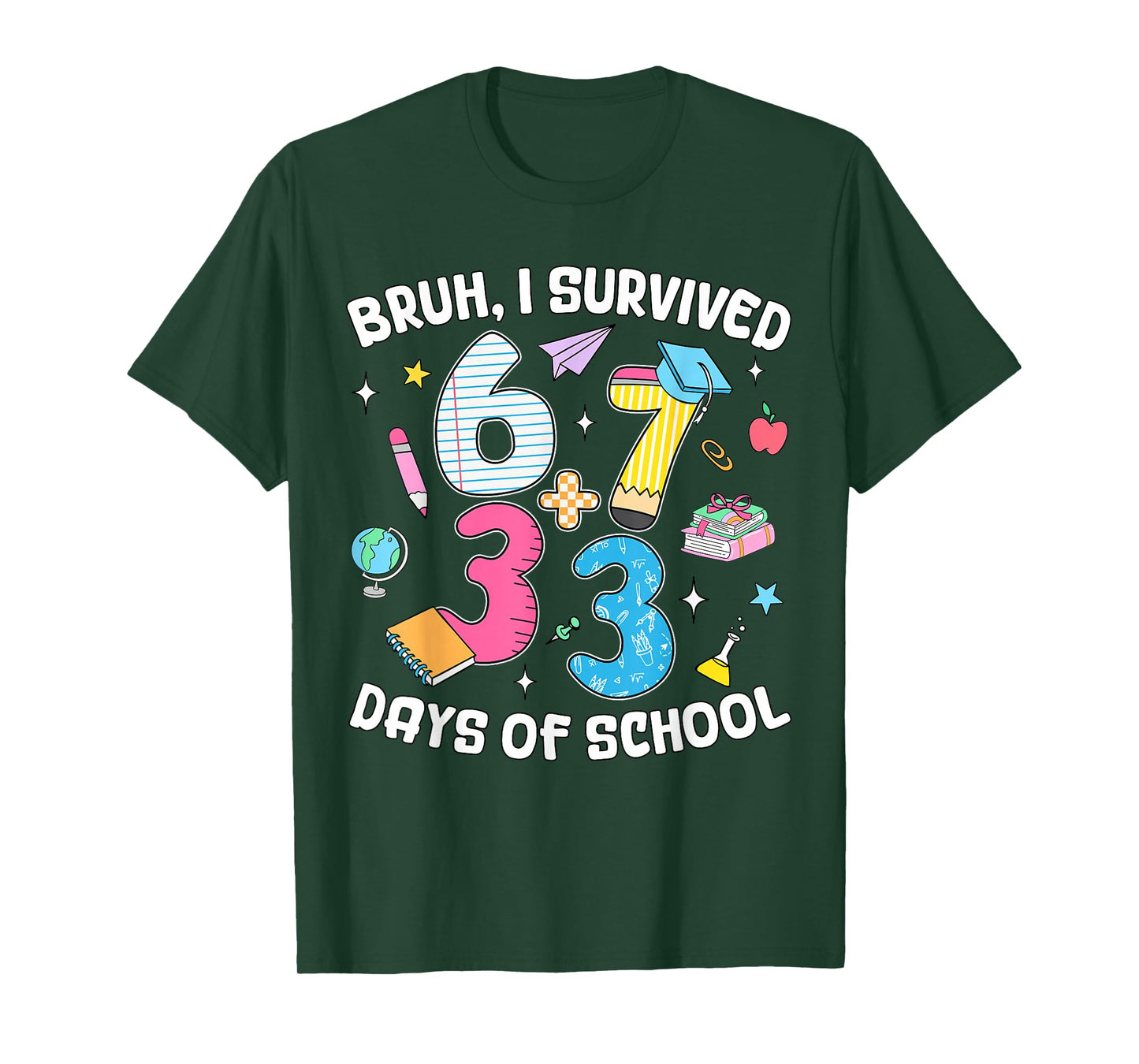 Bruh I Survived 67 + 33 Days of School Kids 100 Days Smarter T-Shirt