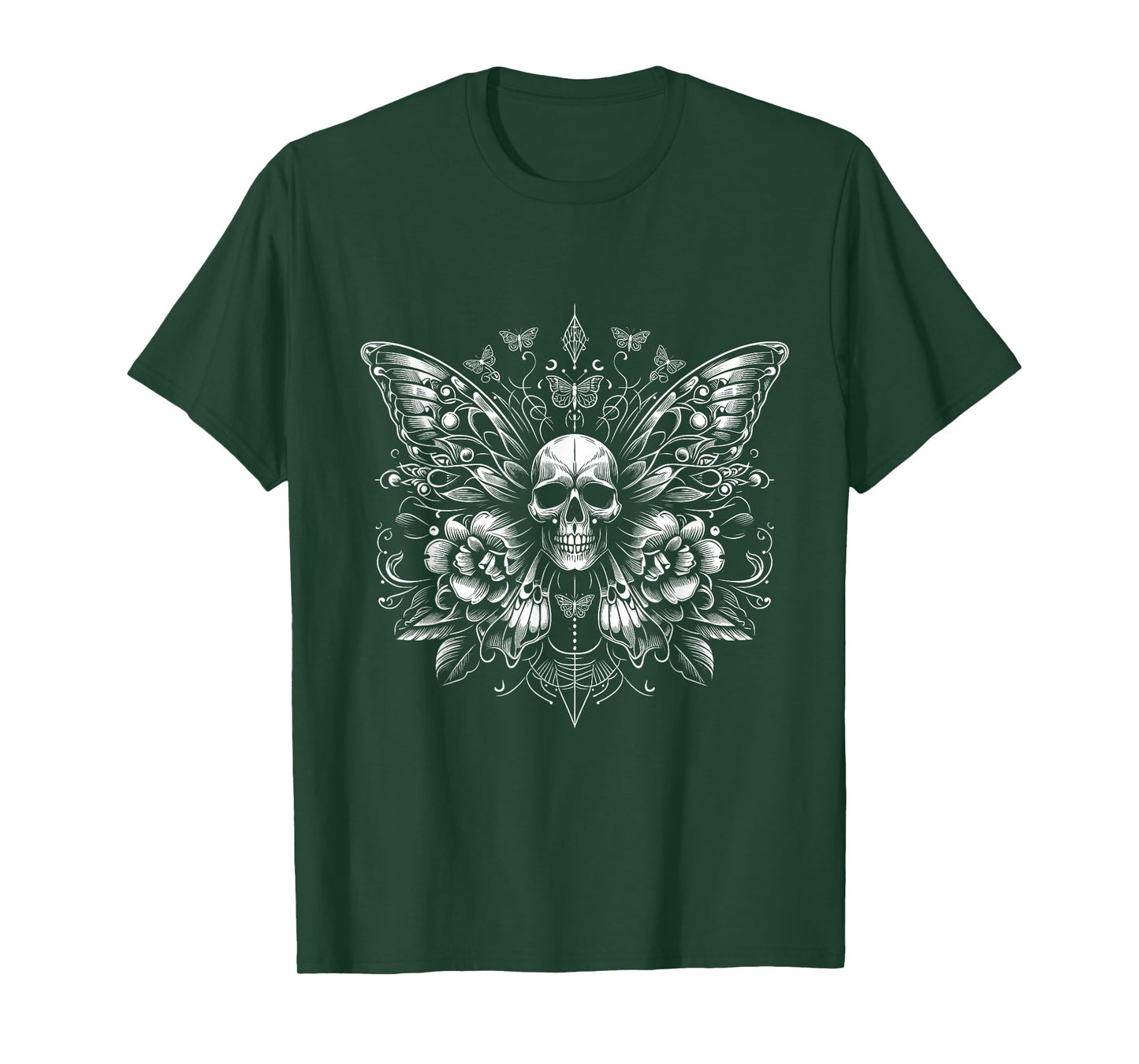 Butterfly Skull floral Dark Art Gothic Tattoo Style T-Shirt