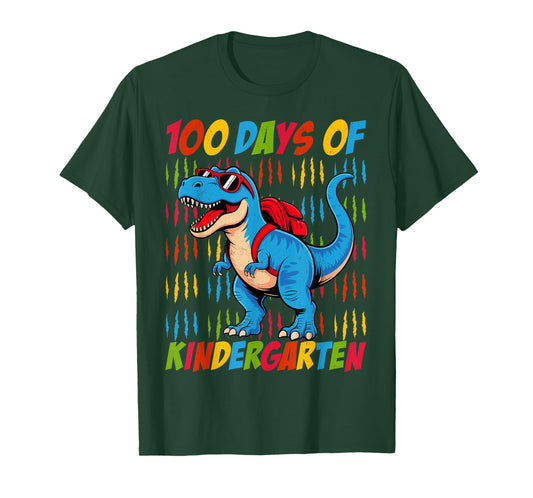 100 Days of Kindergarten Trex Dinosaur Kids Boys School T-Shirt