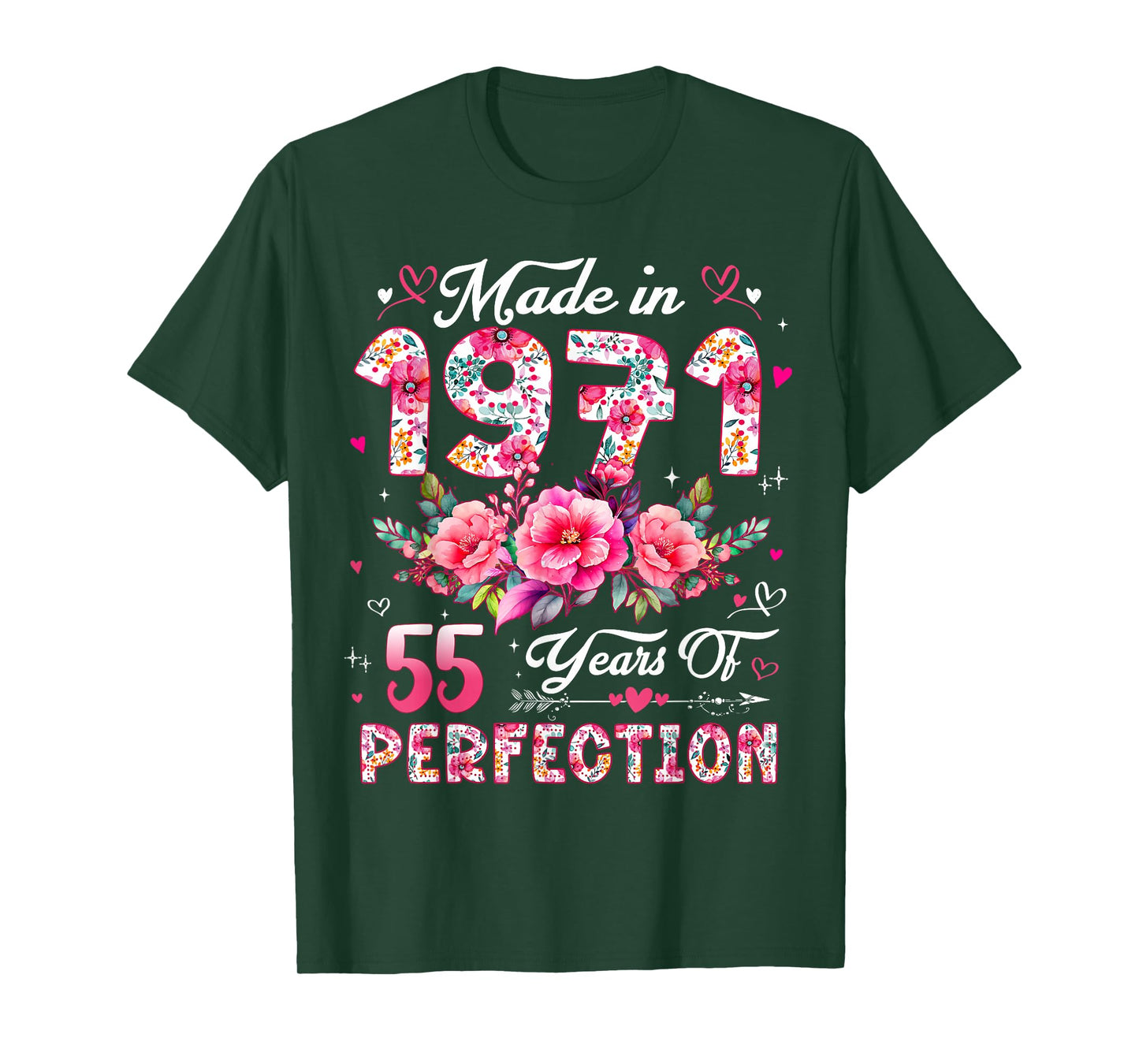 55 Year Old Made in 1971 Floral 55th Birthday Women T-Shirt