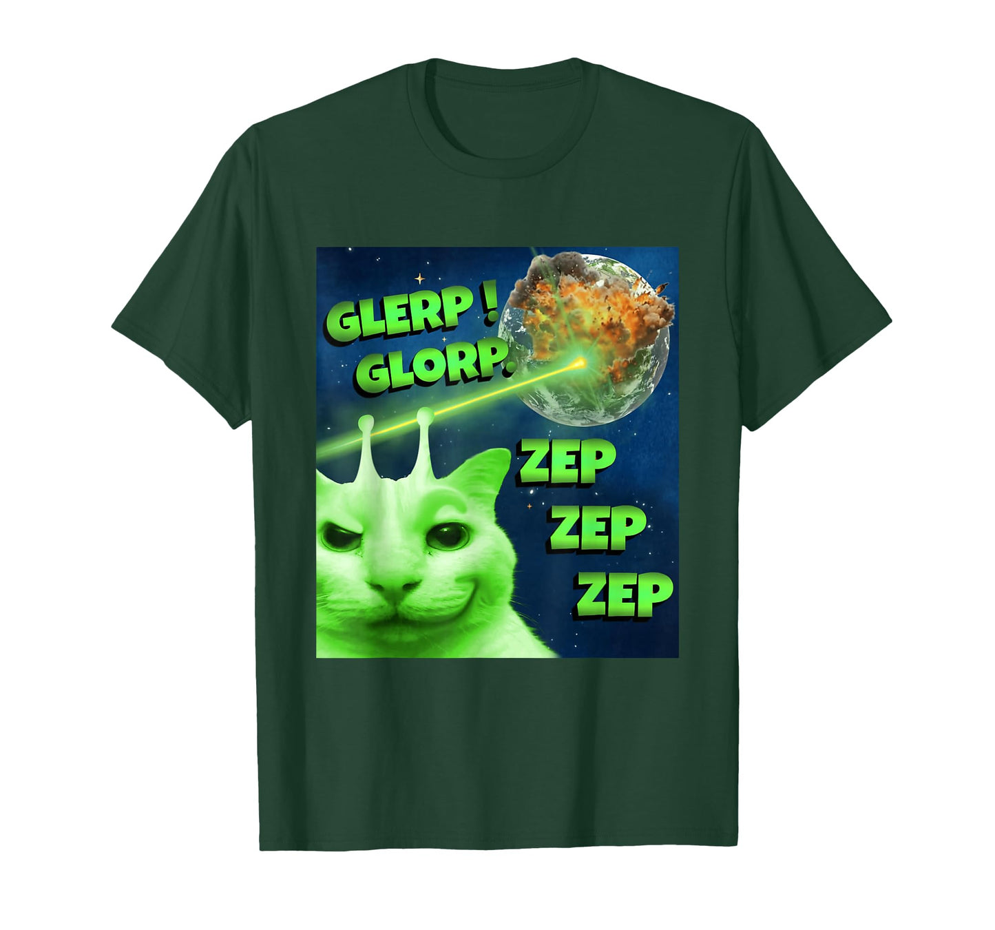 Glerp Glorp Funny Alien Cat Brainrot Gen Z Alpha Slang Meme T-Shirt