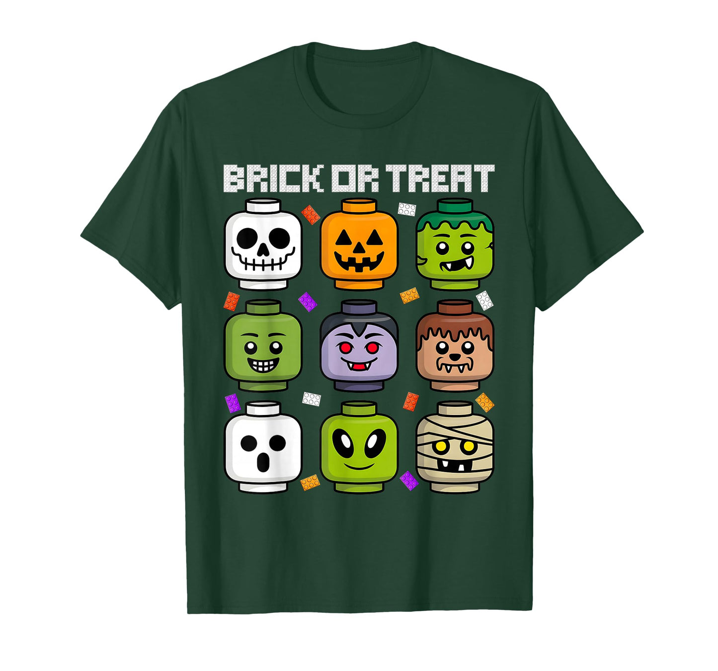 Brick or Treat Halloween Master Builder Blocks Building Kids T-Shirt