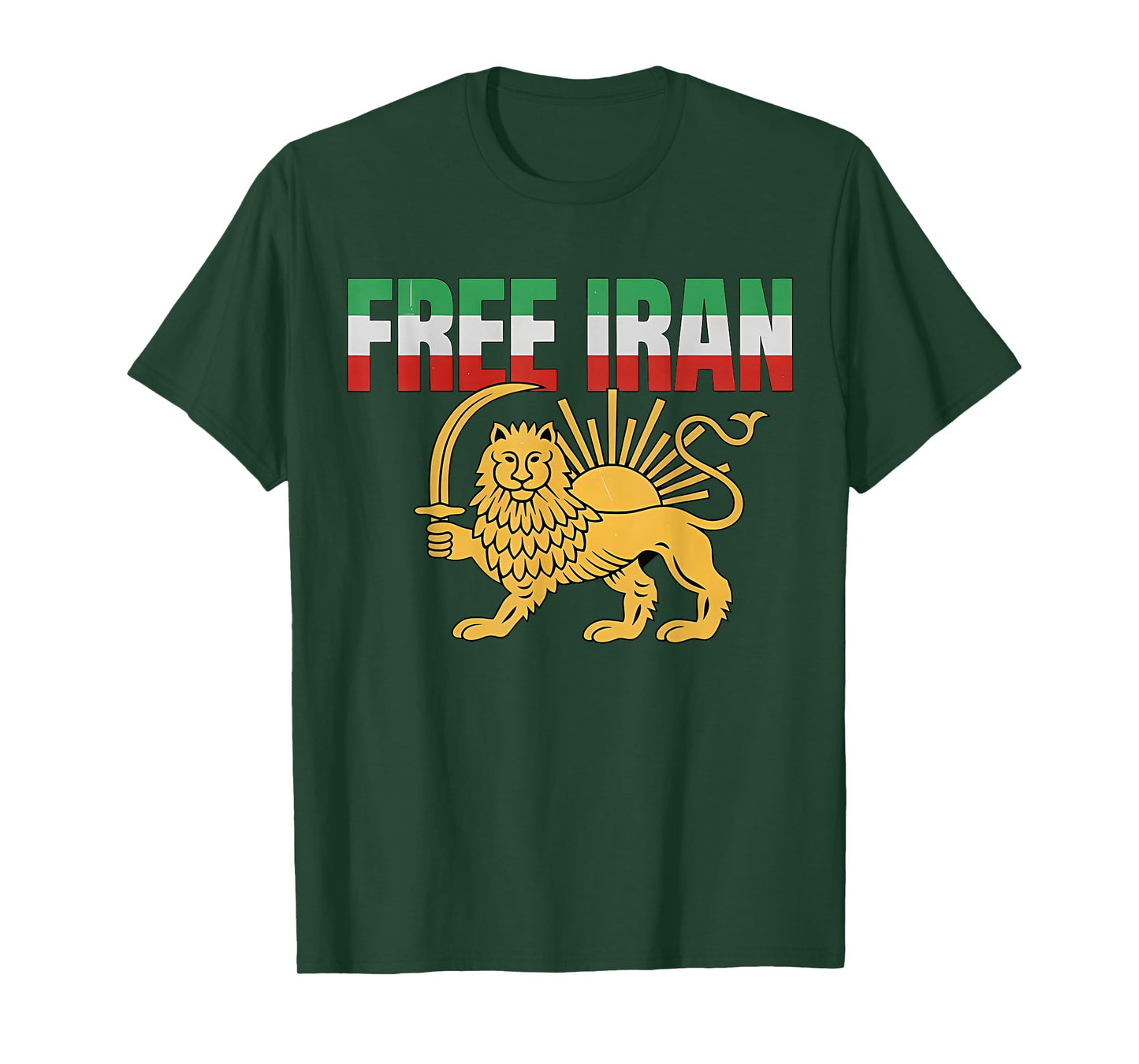 Free Iran T Iranian Flag Lion Men Women Boys Girls T-Shirt