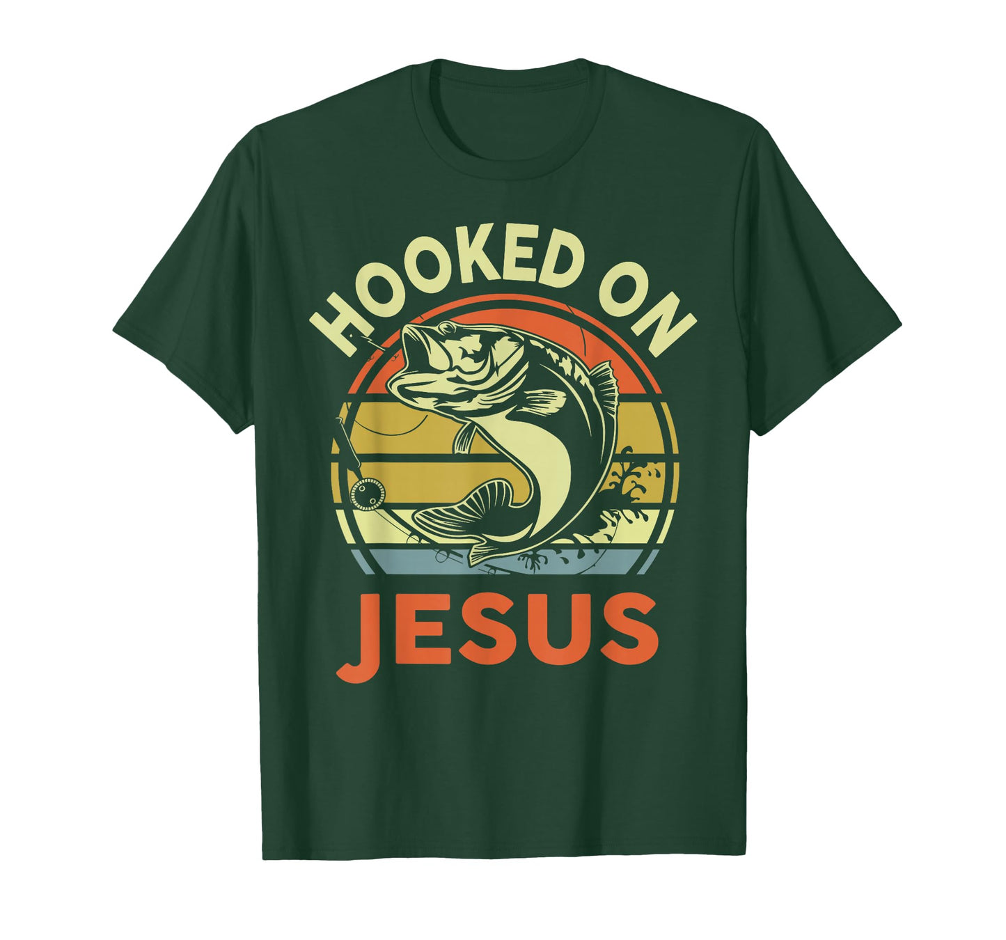 Hooked on Jesus Funny Christian Fishing Gift Dad Daughter T-Shirt