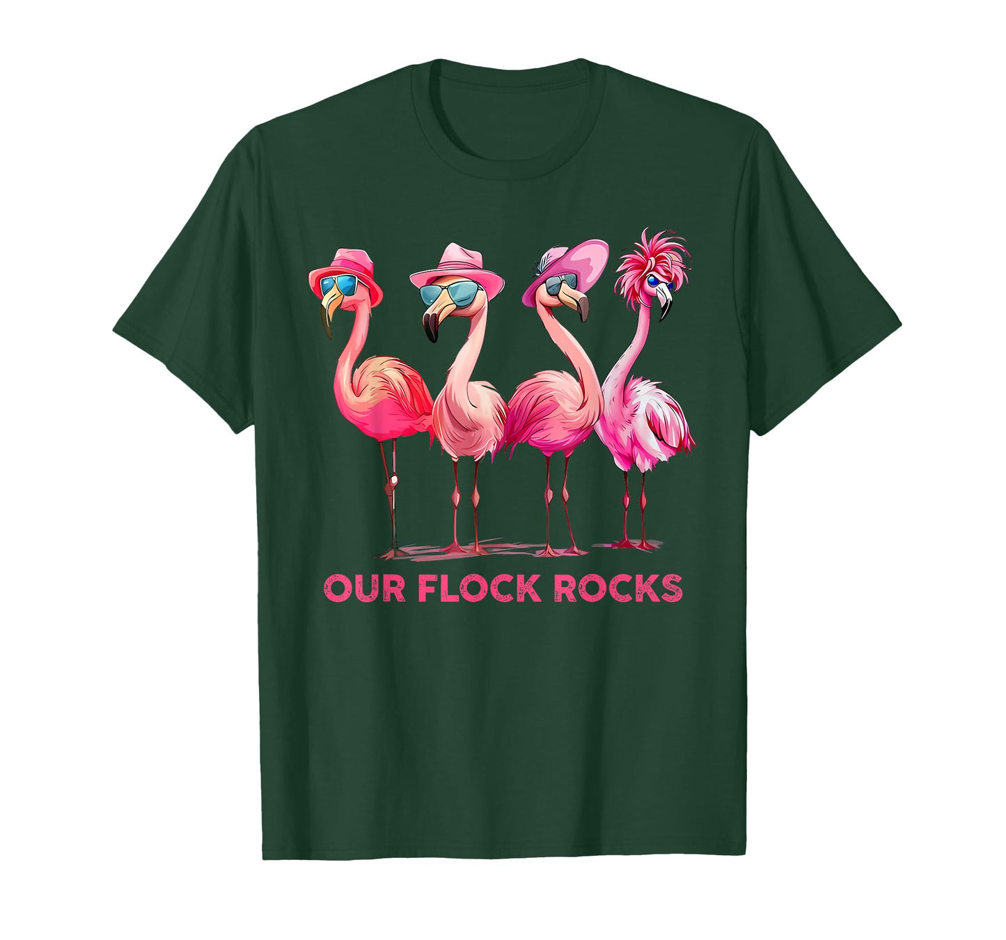 Our Flock Rocks Flamingo Summer Vacation Family Matching T-Shirt