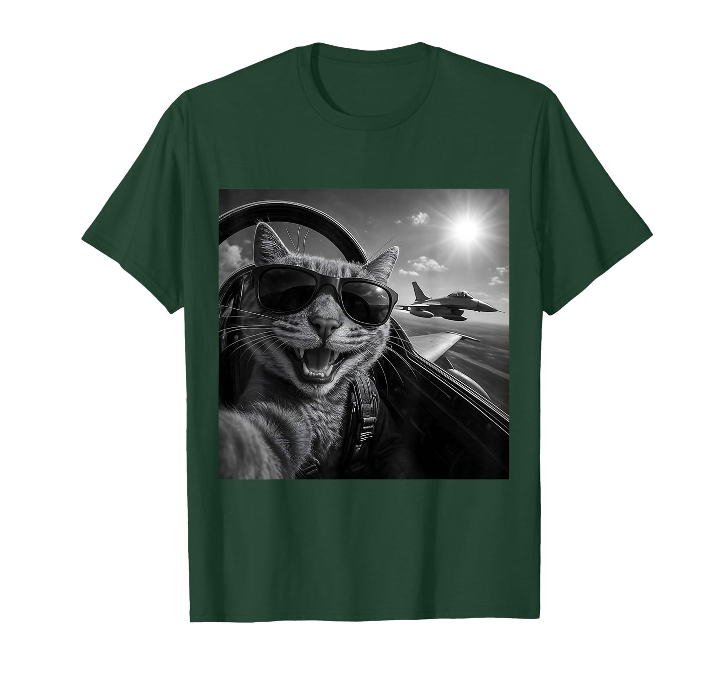 Cat Selfie Jet Plane Funny Cat Gifts for Men Women Children T-Shirt