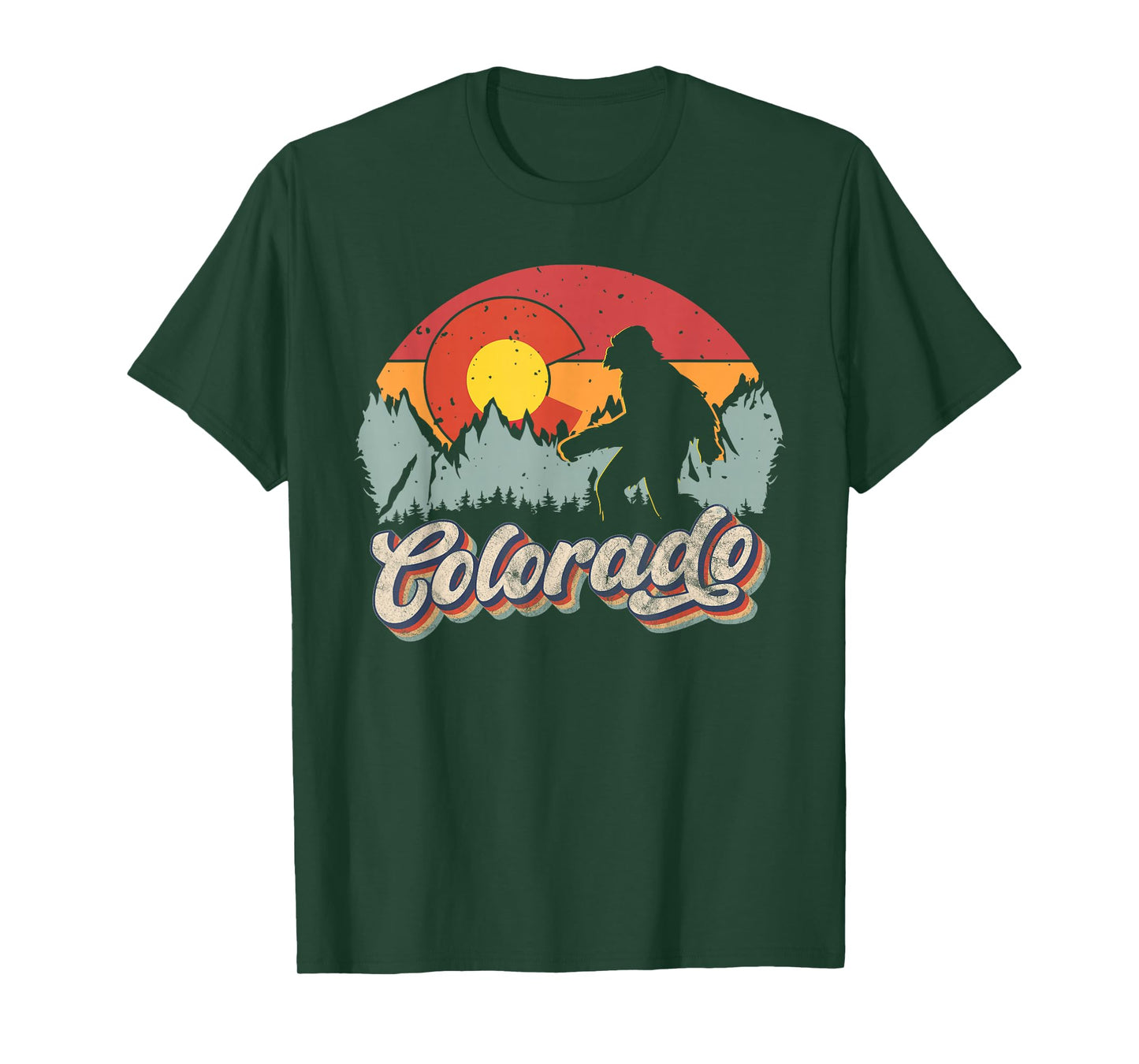 Colorado Mountain Hiking Bigfoot Camping Retro 80s Sasquatch T-Shirt