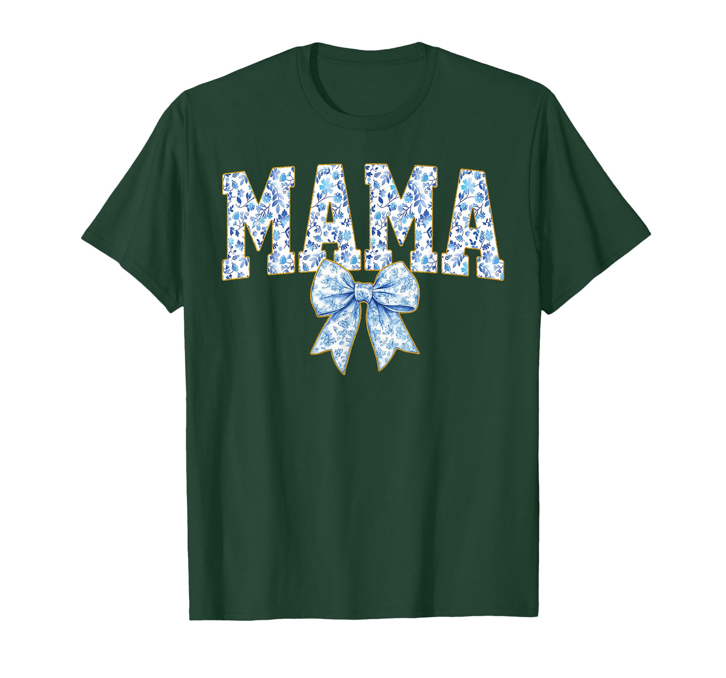 Mama Coquette Bow Groovy Blue Floral Mother's Day Mom Life T-Shirt