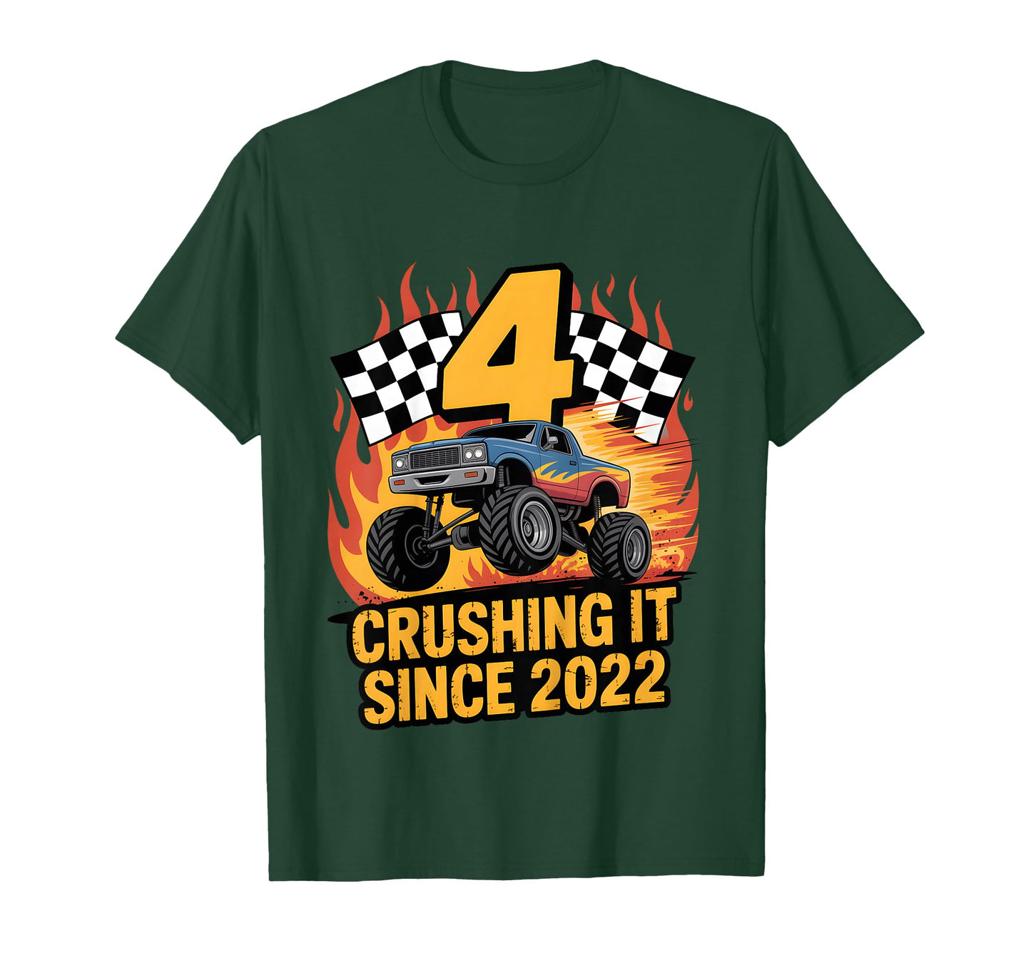 Crushing It Since 2022 Monster Truck 4 Year Old Birthday Boy T-Shirt