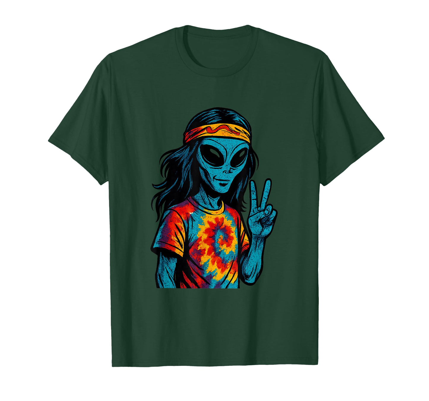 Hippie Alien Tie-Dye Design T-Shirt