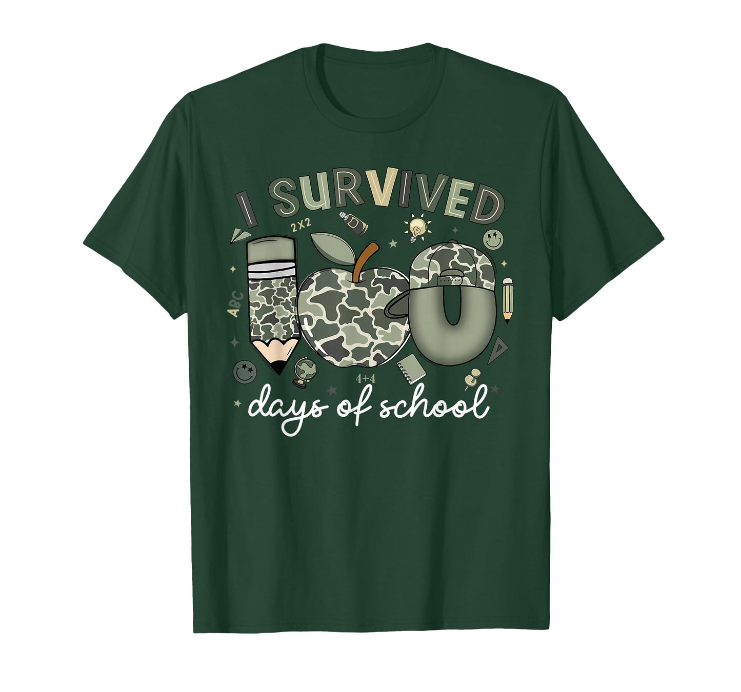 I Survived 100 Days of School Boys Camo 100th Day Teacher T-Shirt