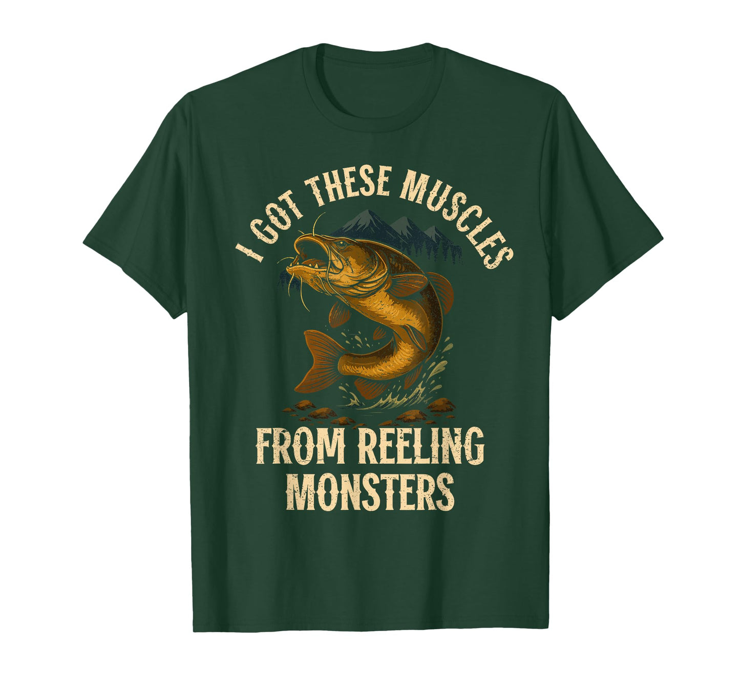 Trophy Flathead Reeling Monsters Funny Catfish cat Fishing T-Shirt