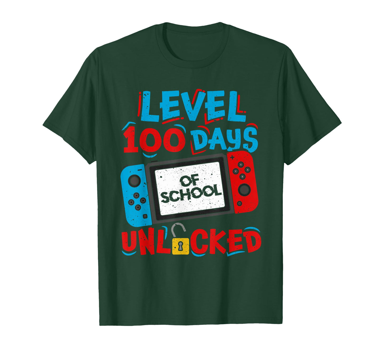 Level 100 Days of School Unlocked Gamer Video Games Boys T-Shirt