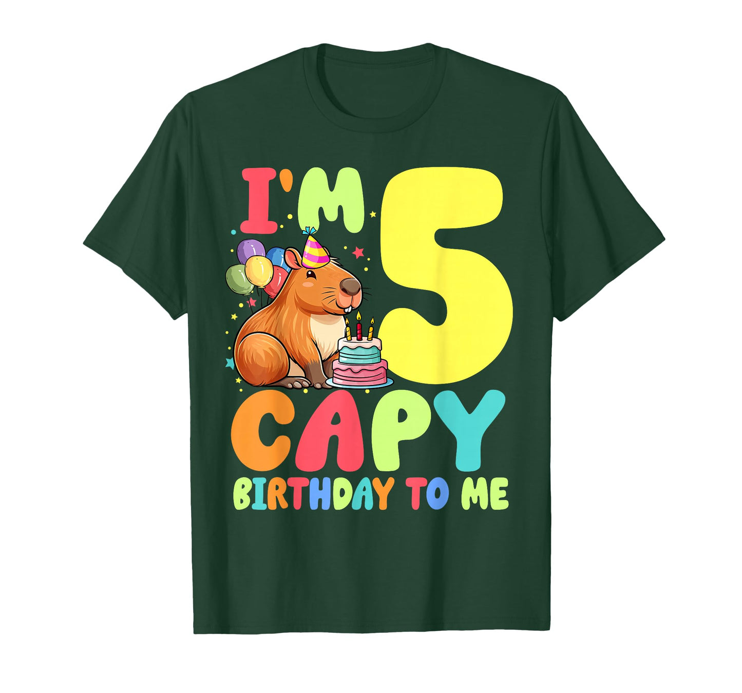 I'm 5 Year Old Capy Birthday To Me 5th Birthday Capybara T-Shirt