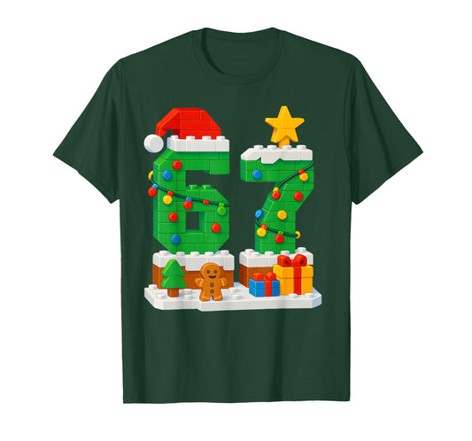 67 Christmas Building Blocks 6 7 Meme Boys Kids Funny Xmas T-Shirt