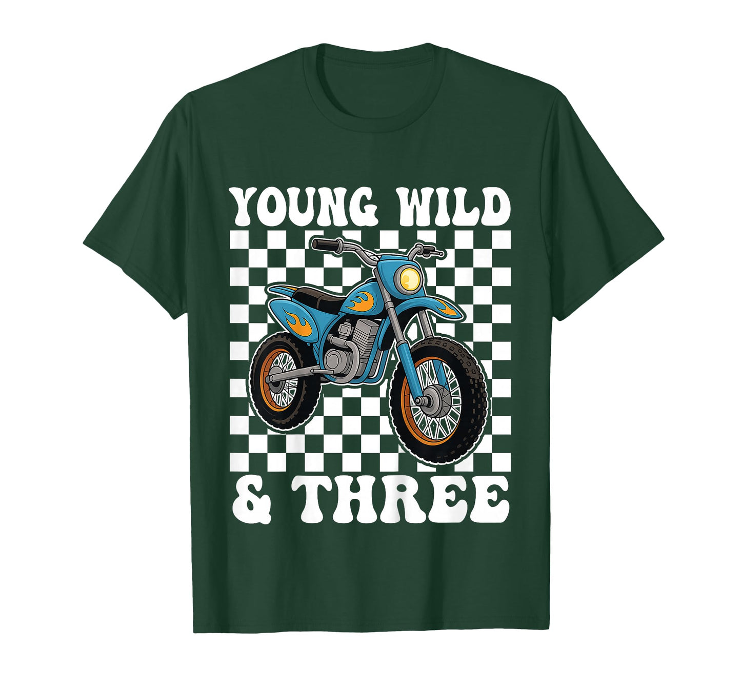 3rd Birthday Dirt Bike Young Wild and Three 3 Year Old T-Shirt