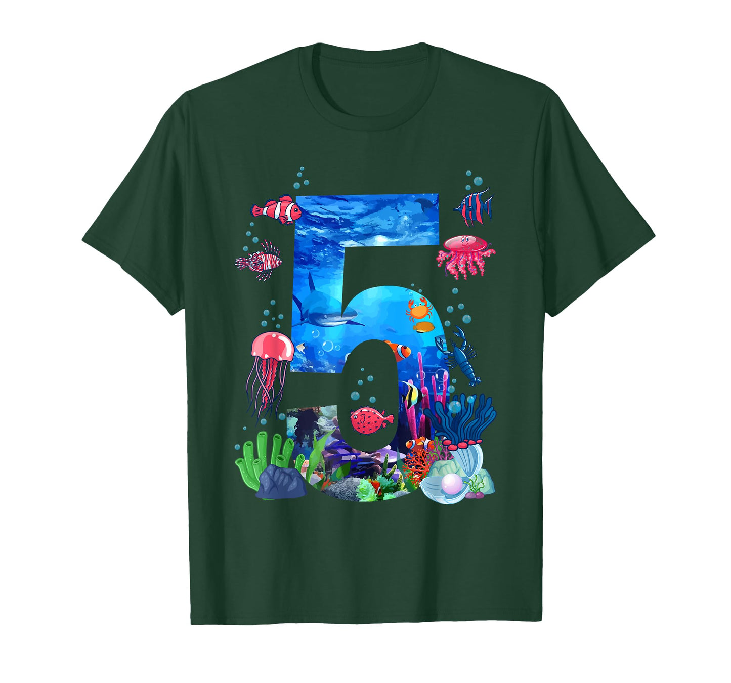 5th Birthday Party Ocean 5 Year Old Sea Fish Aquarium Boy T-Shirt