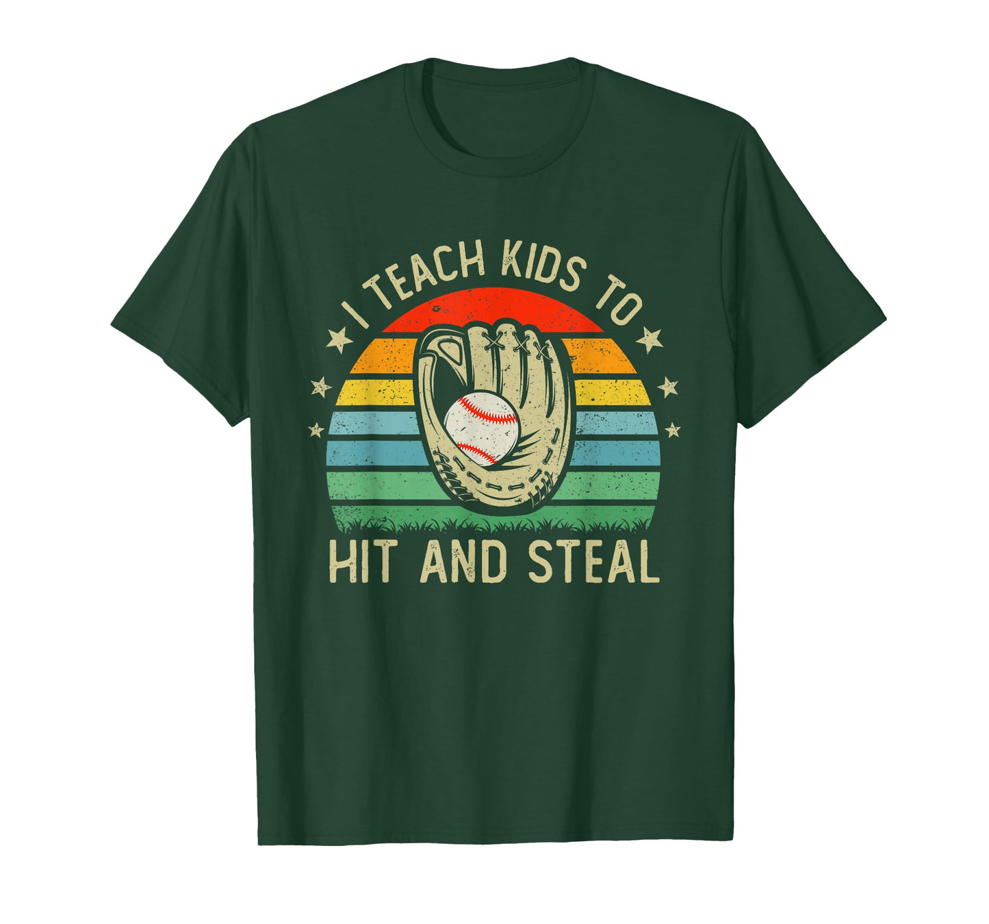 I Teach Kids To Hit And Steal Funny Vintage Baseball Coach T-Shirt