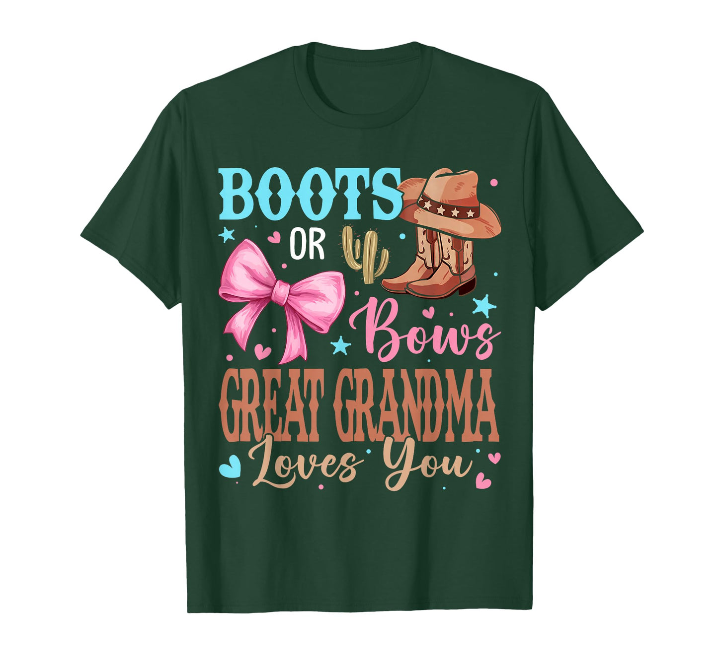 Boots or Bows Gender Reveal Party Announcement Great Grandma T-Shirt