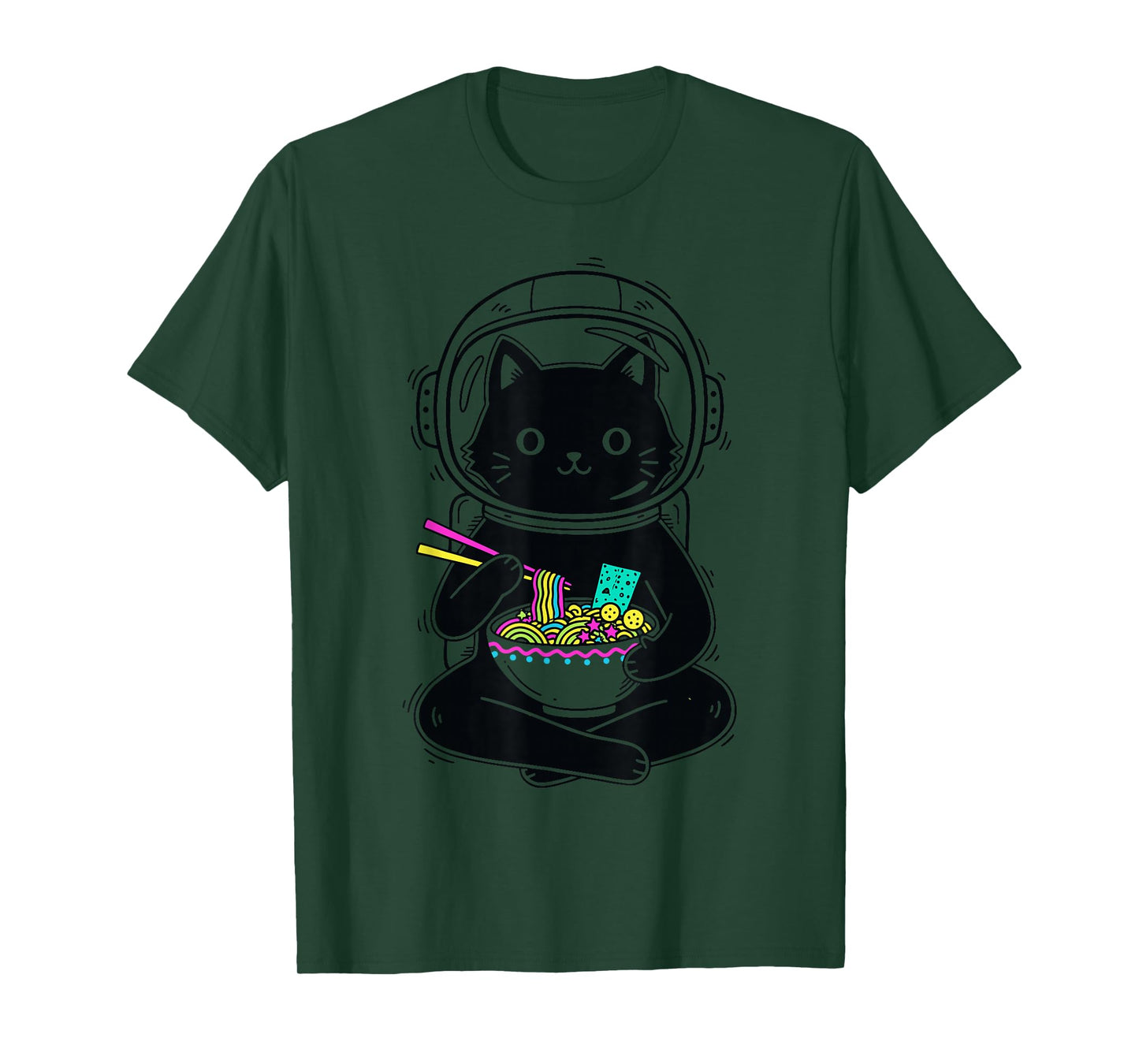 Funny Kawaii Ramen Anime Astronaut Cat Graphic Japanese T-Shirt