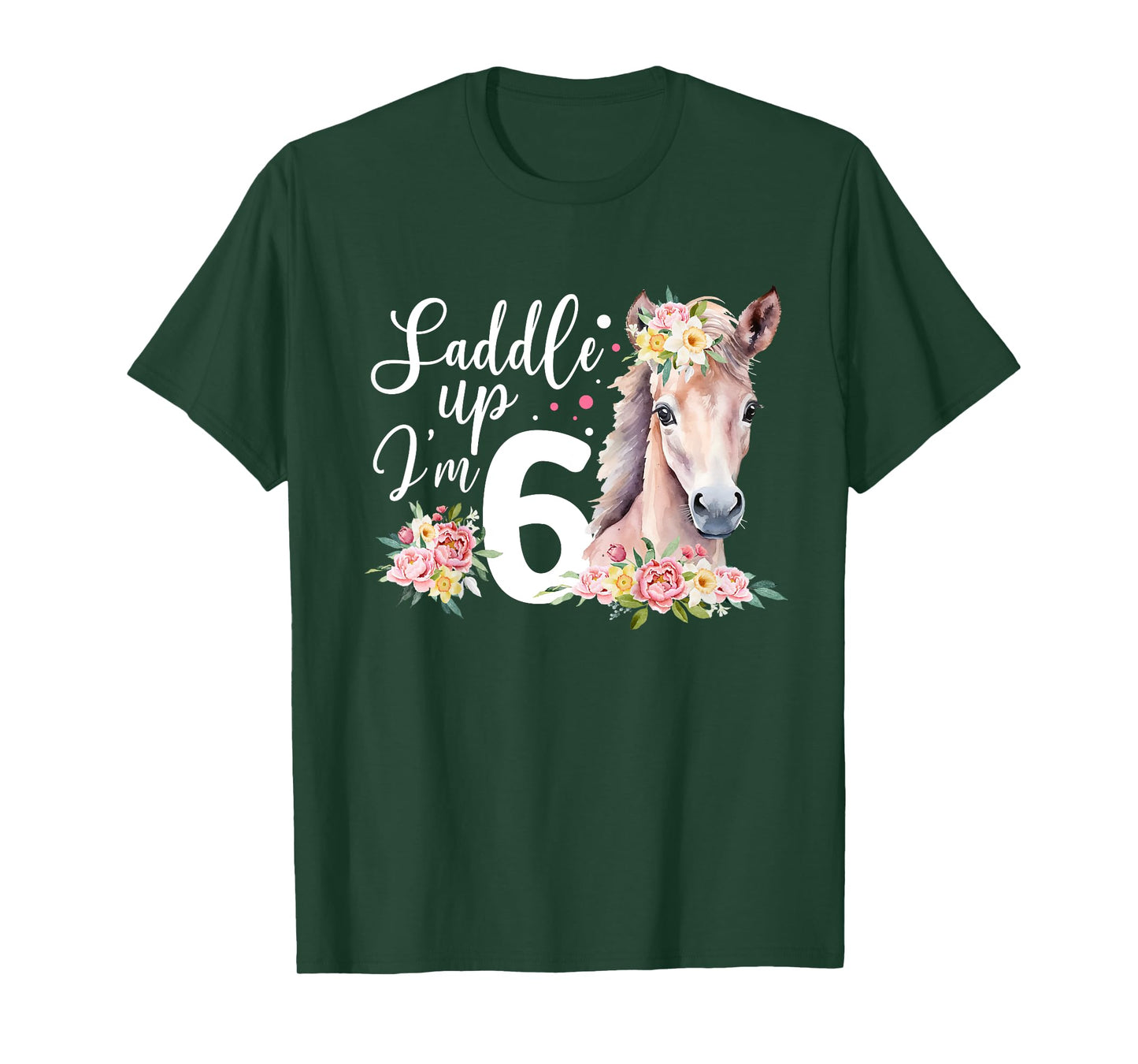 6th Horse Birthday Six Year Old Girl Horses Birthday T-Shirt